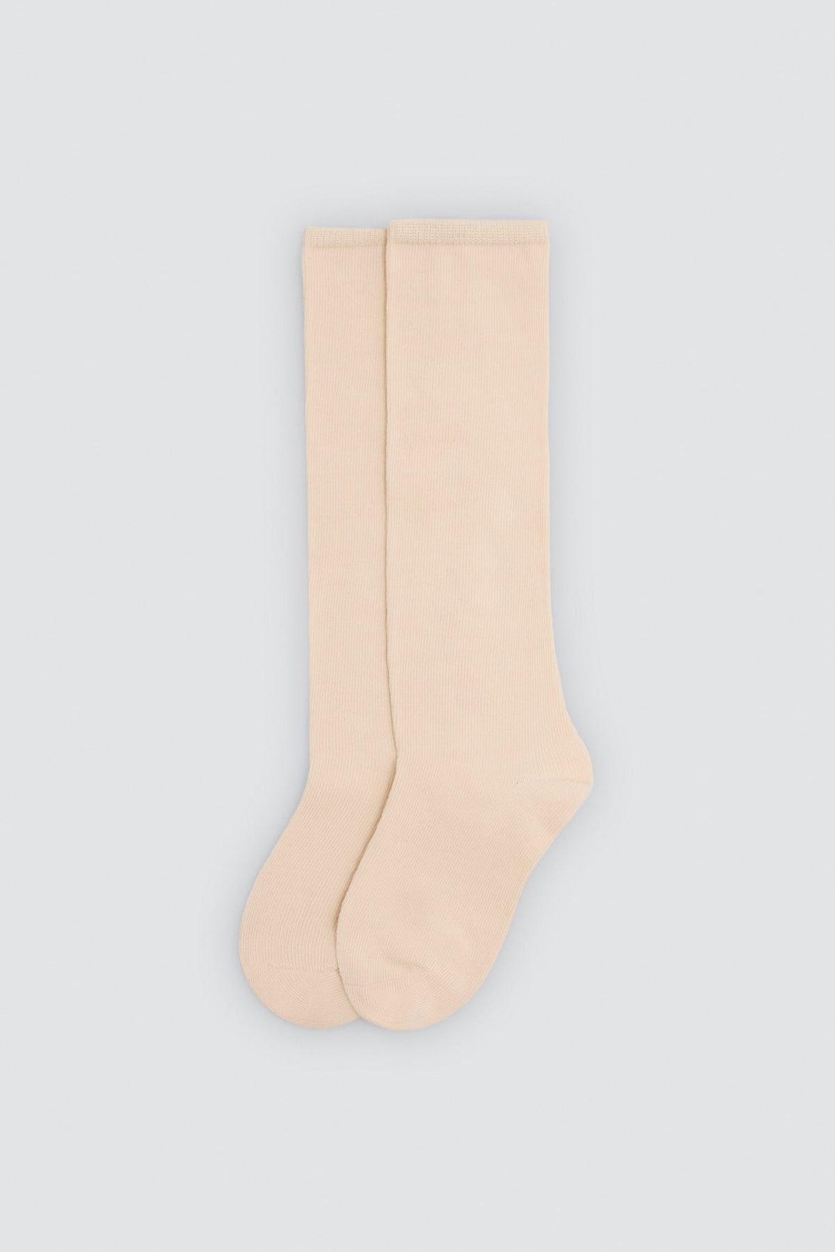 Calcetín infantil largo algodón canalé beige