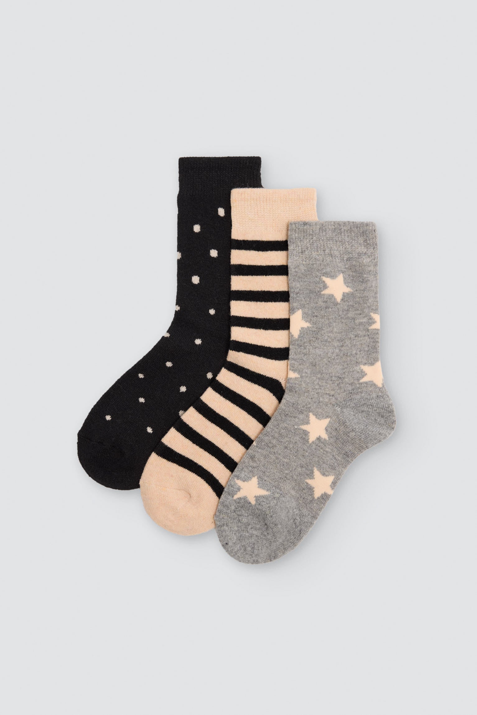 12121-pack-de-3-calcetines-mujer-de-lana-de-rayas-estrellas-lunares