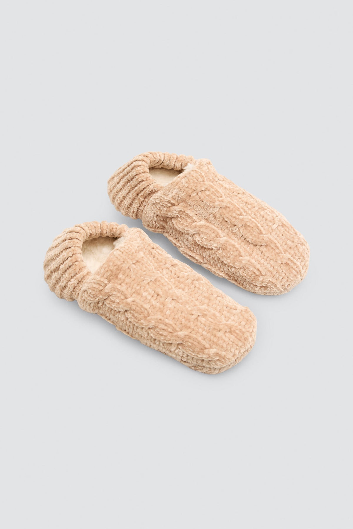 Patuco zapatilla aterciopelado antideslizante interior borreguito mujer beige
