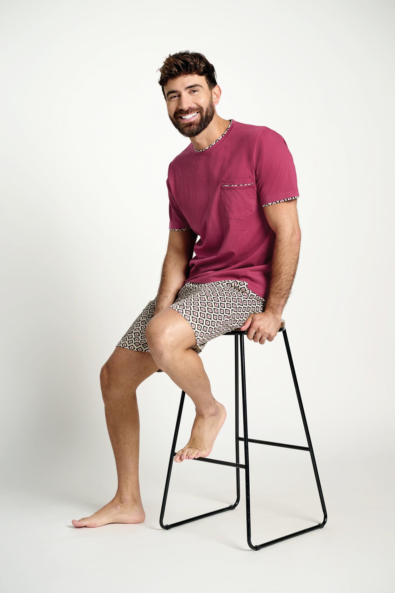 Pijama hombre corto algodón estampado geométrico | MUYDEMI