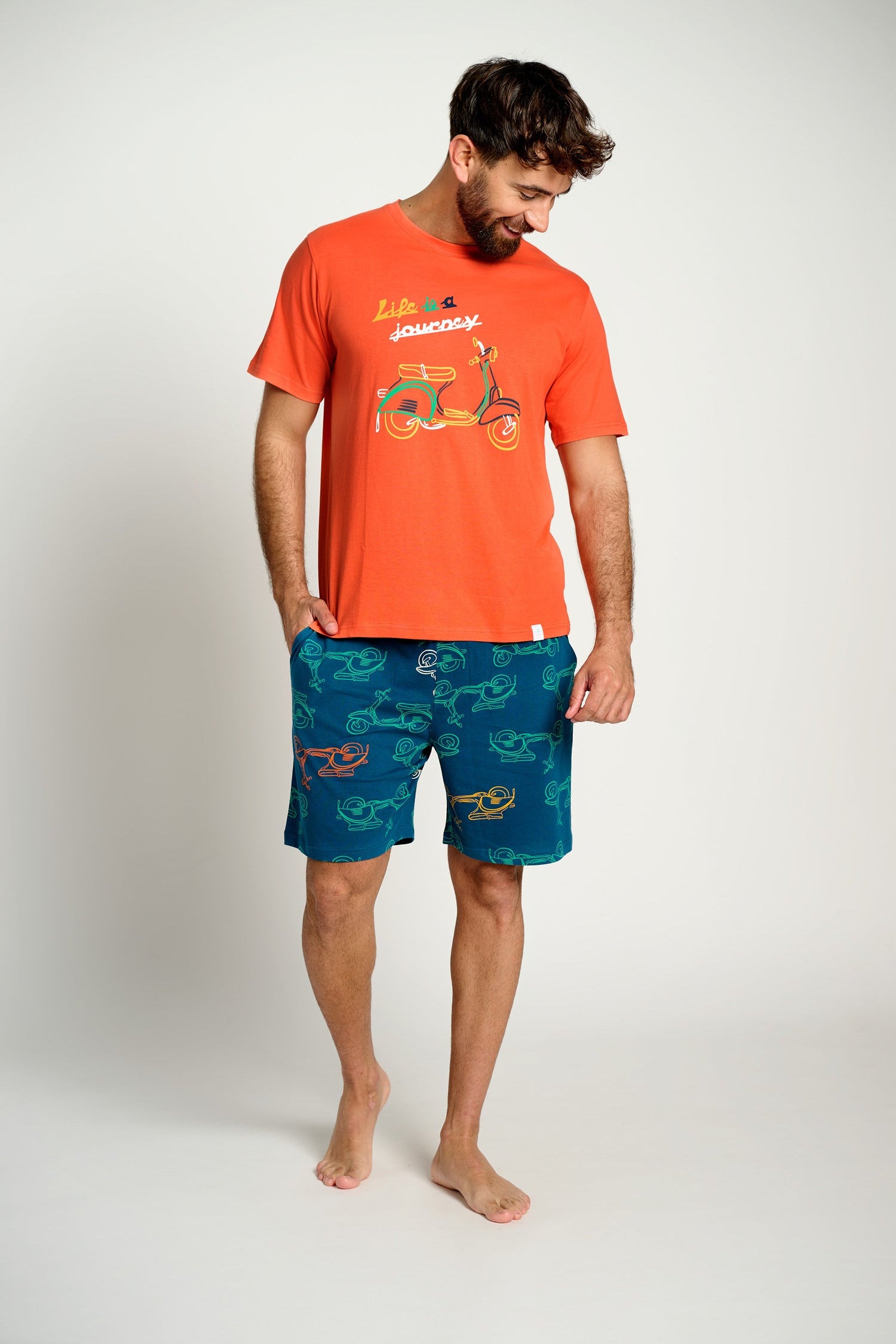 Pijama hombre corto algodón motos | MUYDEMI