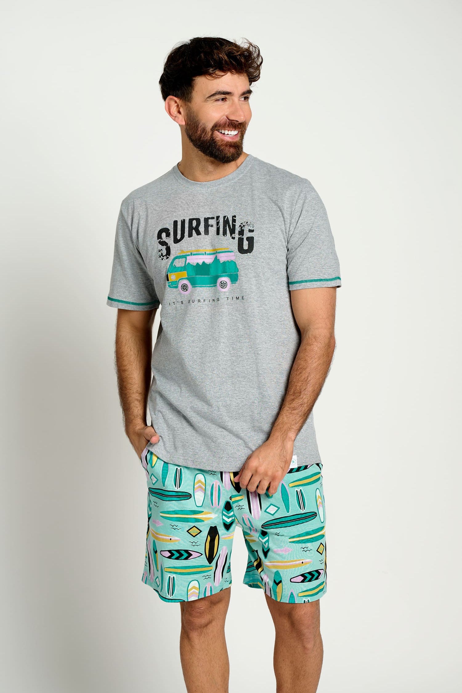 Pijama hombre corto algodón Surfer | MUYDEMI - Ysabel Mora