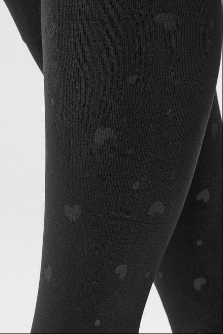 Medias largas térmicas corazones 140 denier negro