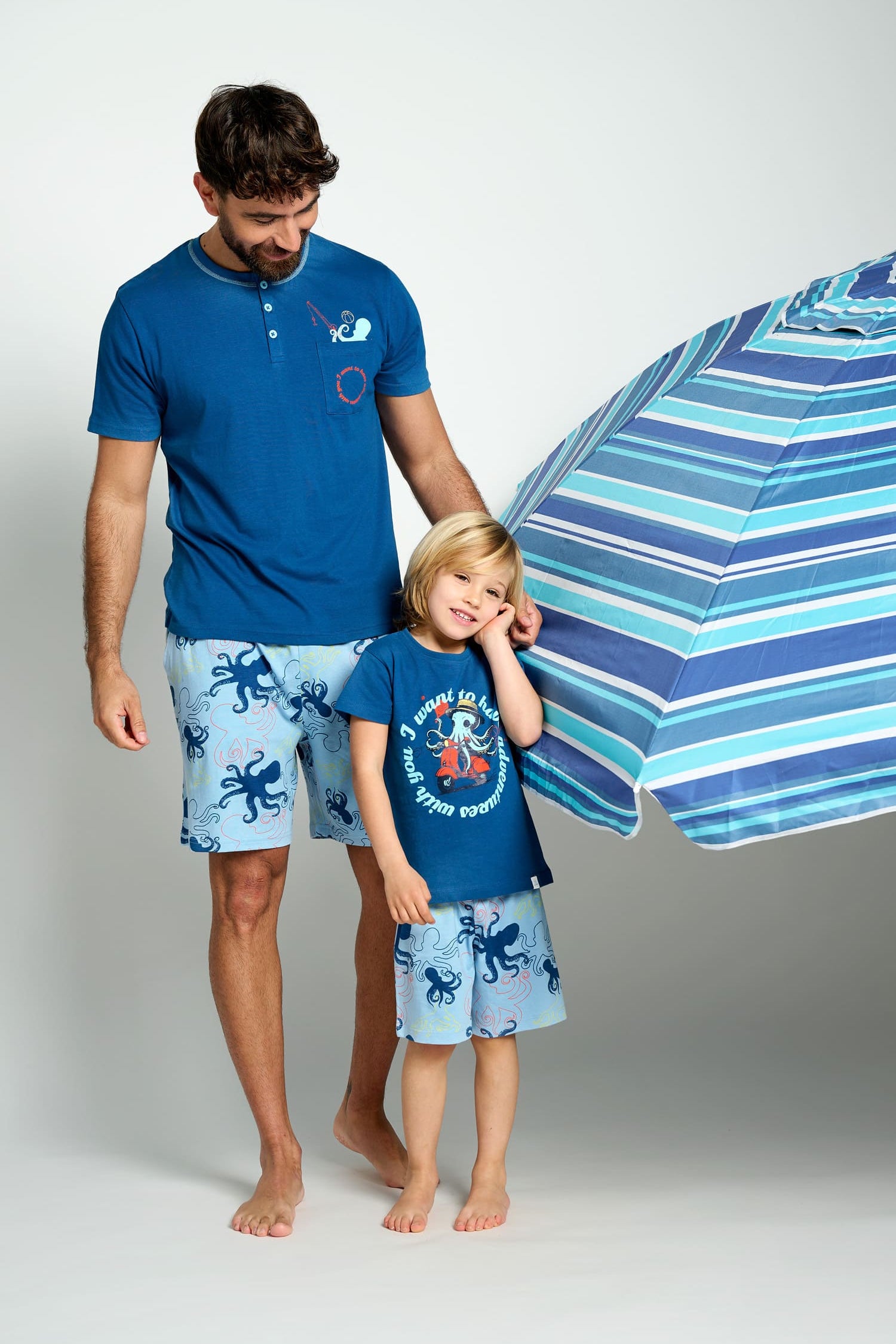 Pijama hombre corto algodón estampado pulpos | MUYDEMI - Ysabel Mora