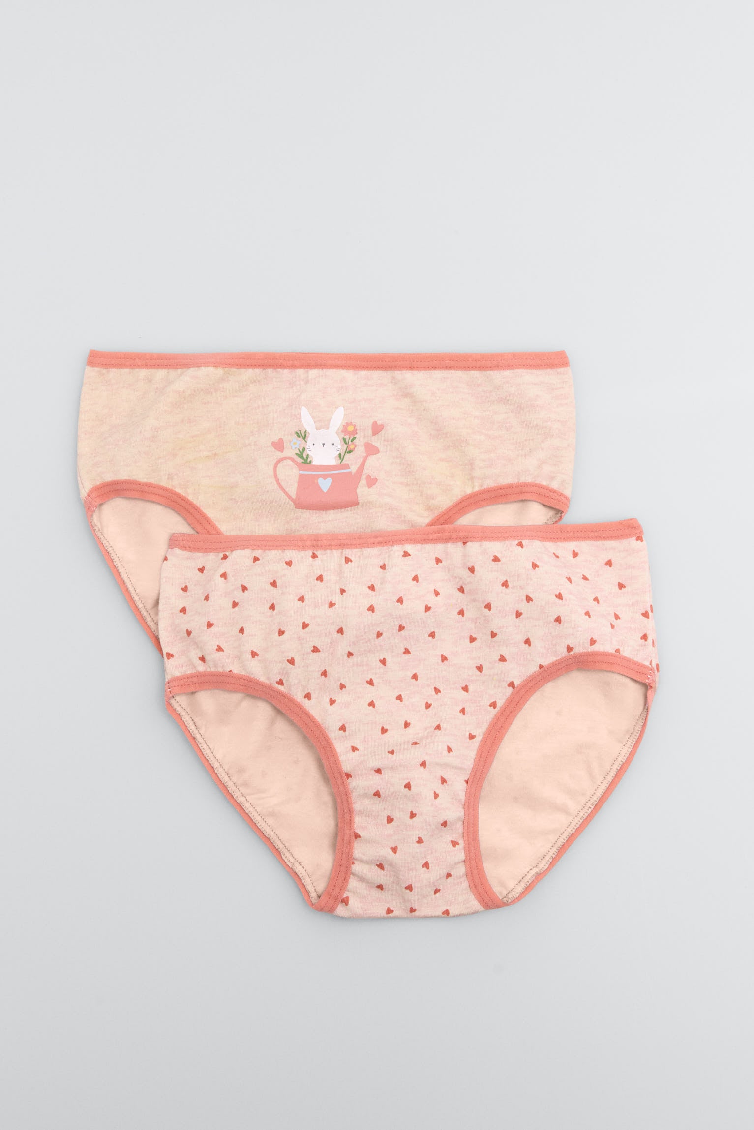 Pack de 2 braguitas de niña algodón estampado corazones y conejo - Ysabel Mora