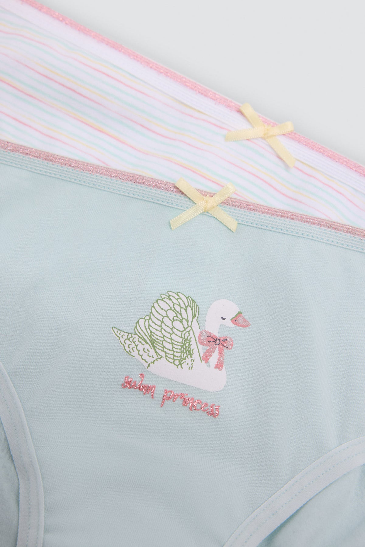 Pack de 2 braguitas de niña algodón estampado rayas y cisne - Ysabel Mora