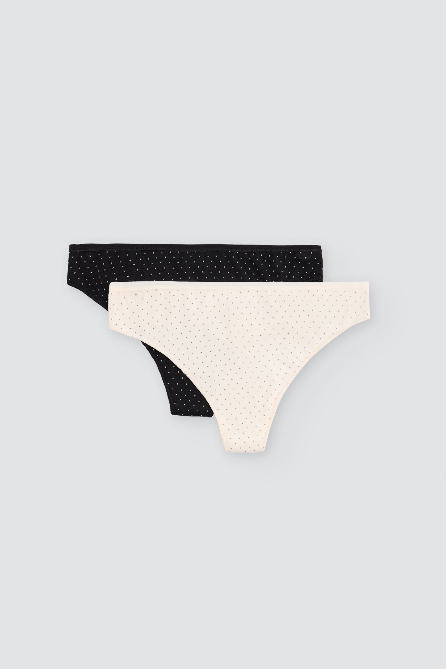 Pack de 2 tangas algodón estampados negro y beige multicolor
