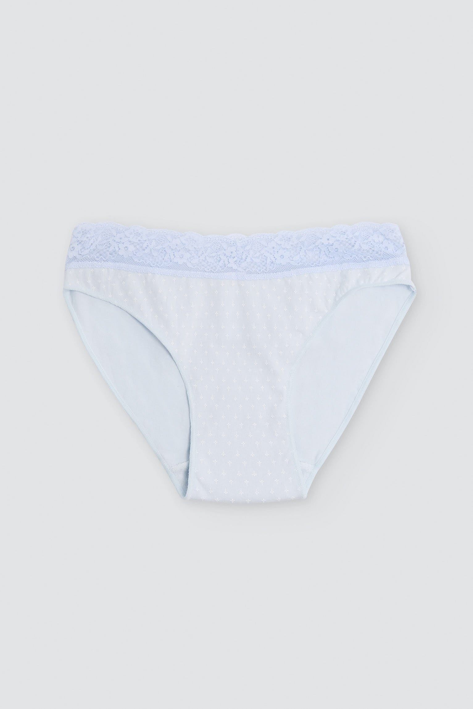 Pack de 2 bragas mini algodón estampadas con ribete de encaje azul