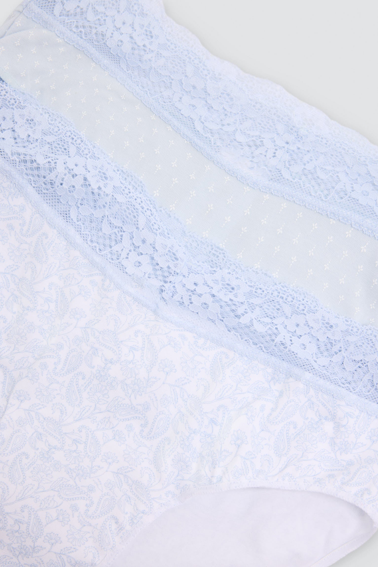 Pack de 2 bragas midi algodón estampadas con ribete de encaje azul