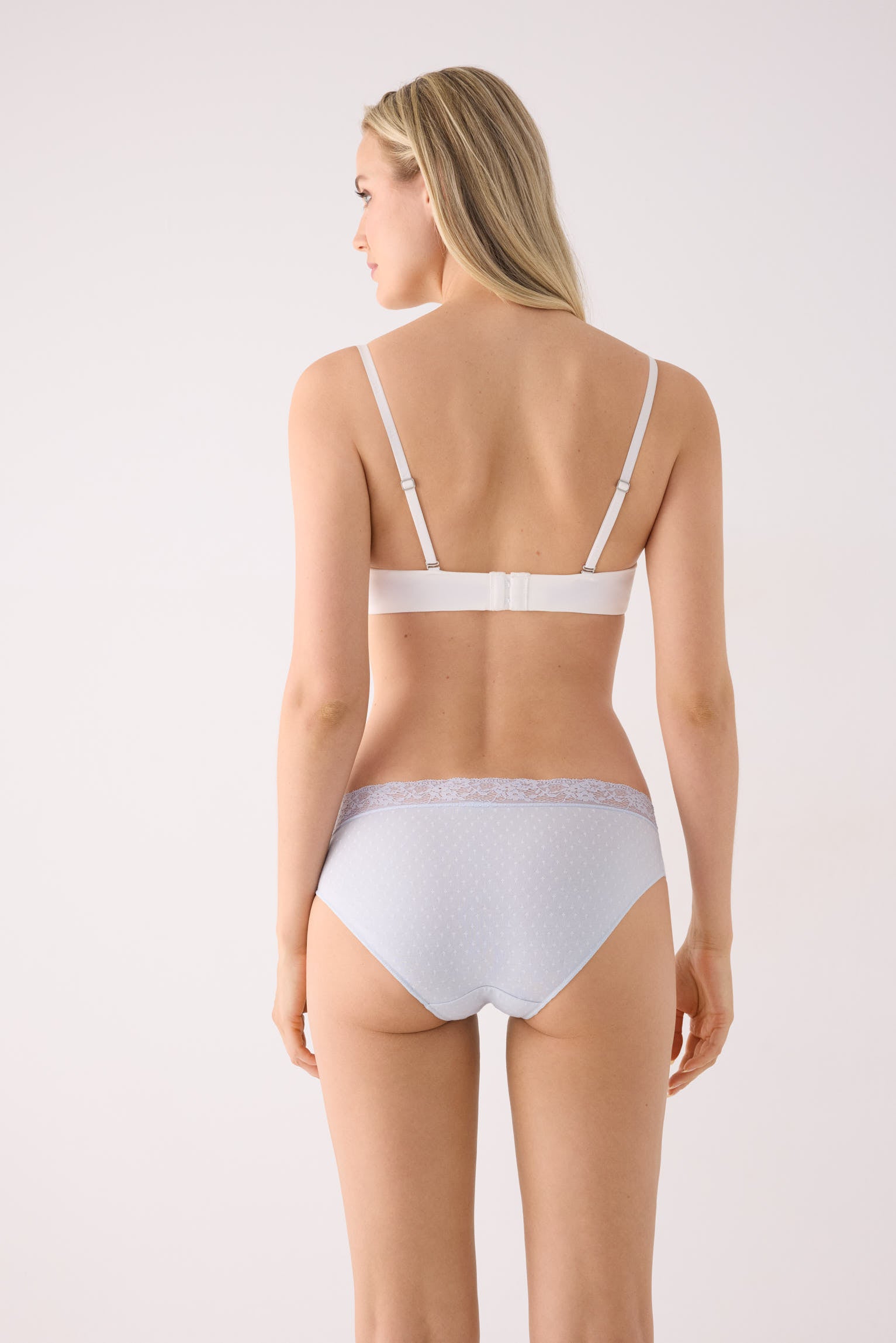 Pack de 2 bragas midi algodón estampadas con ribete de encaje azul