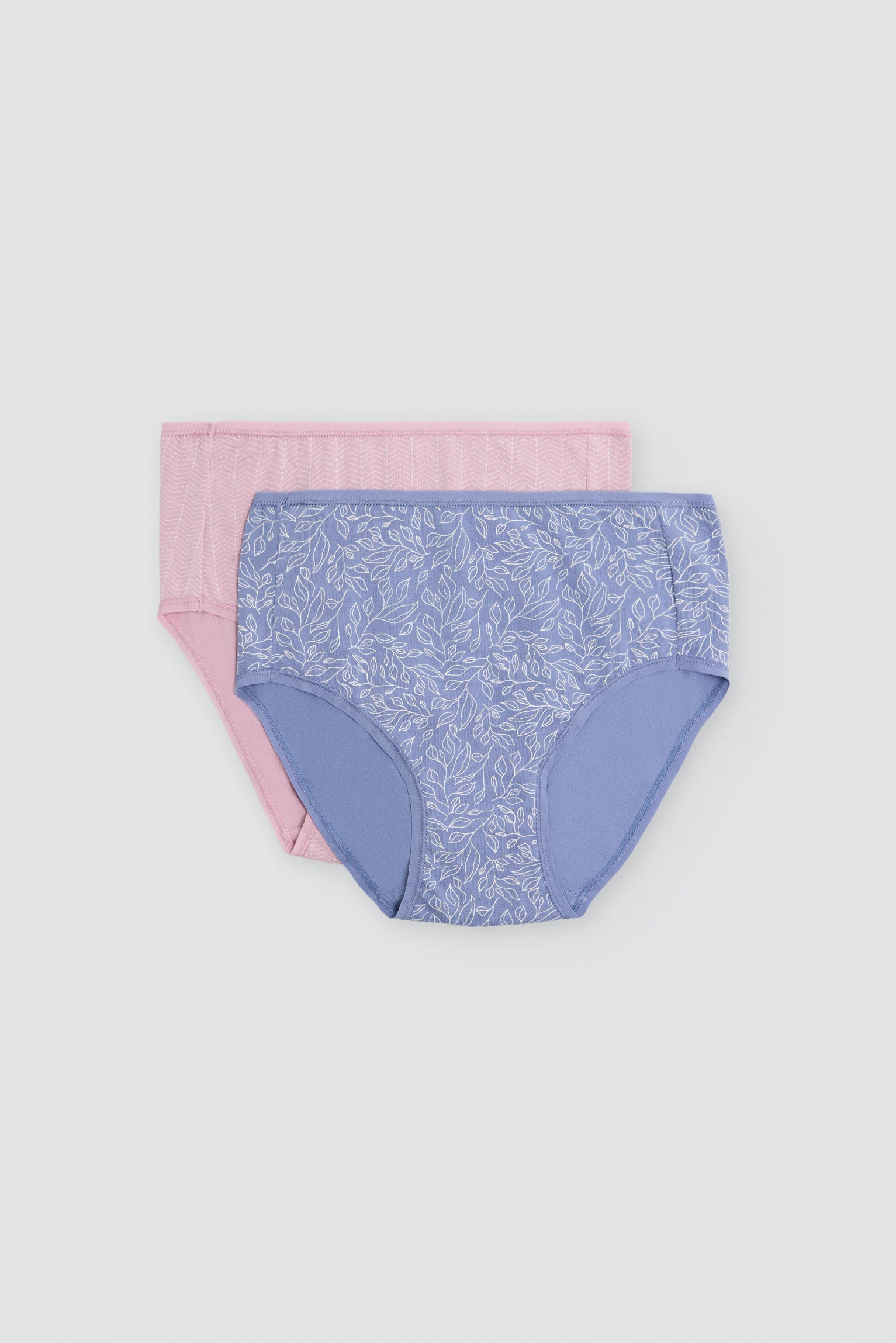 Pack de 2 bragas altas algodón estampadas rosa y azul multicolor