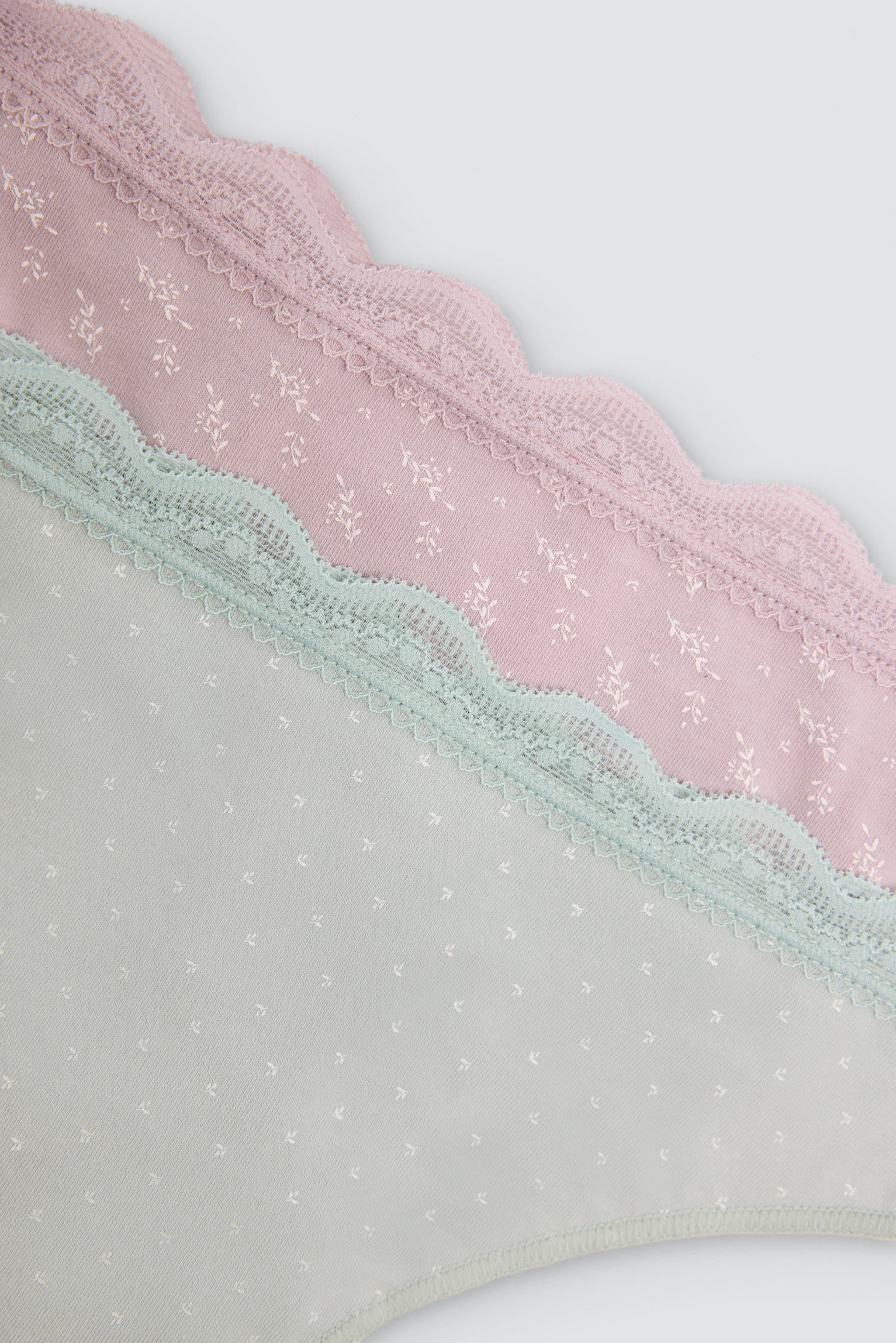 Pack de 2 tangas estampados algodón con ribete de encaje multicolor
