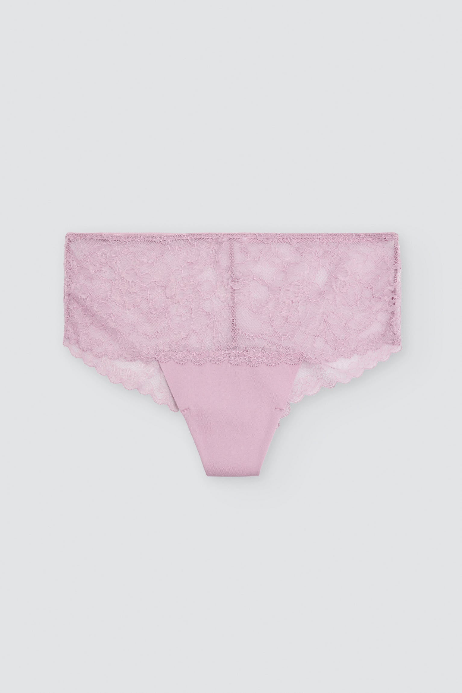 PREVENTA Braga hipster brasileña algodón láser con encaje rosa