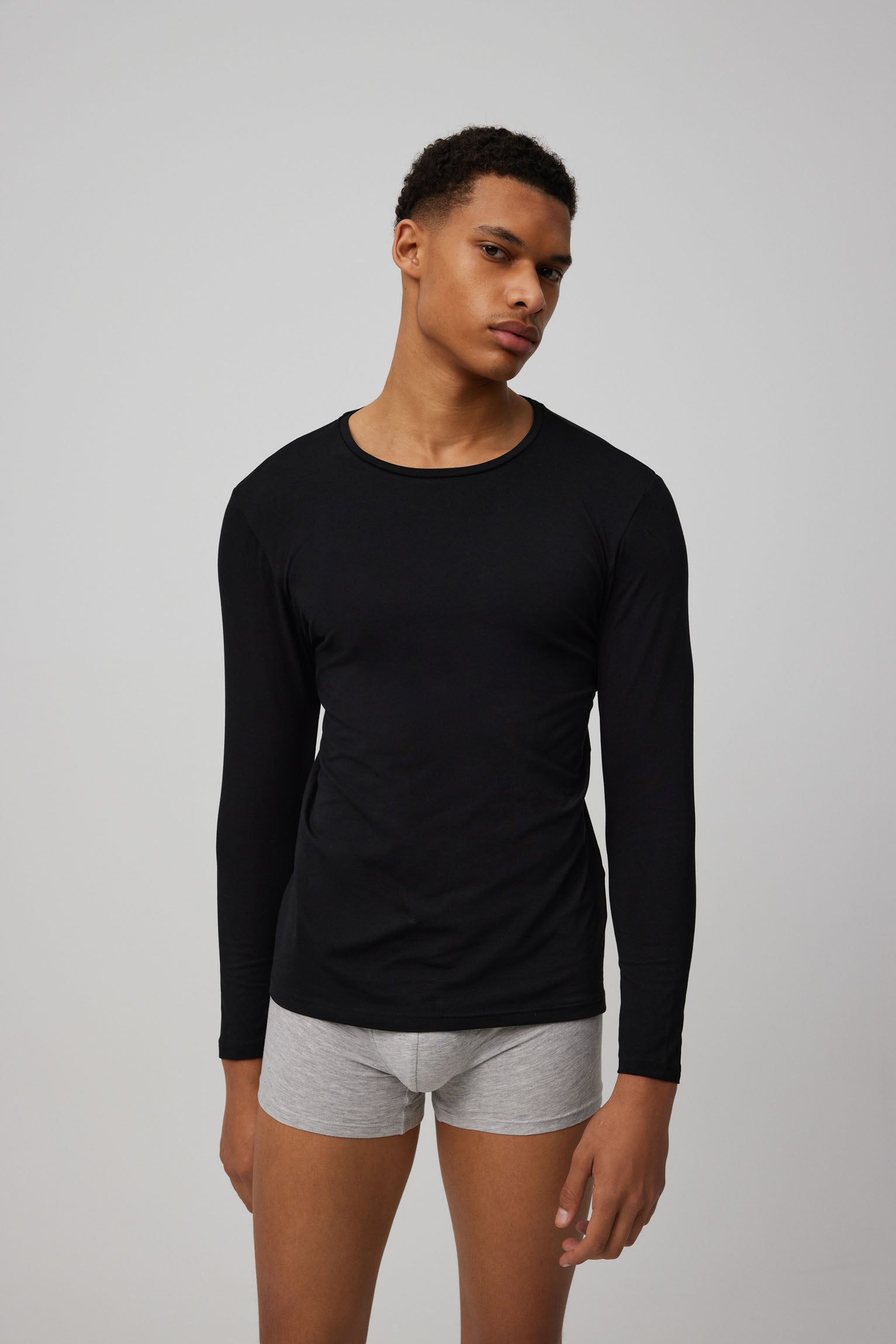 Camiseta interior manga larga algodón negro