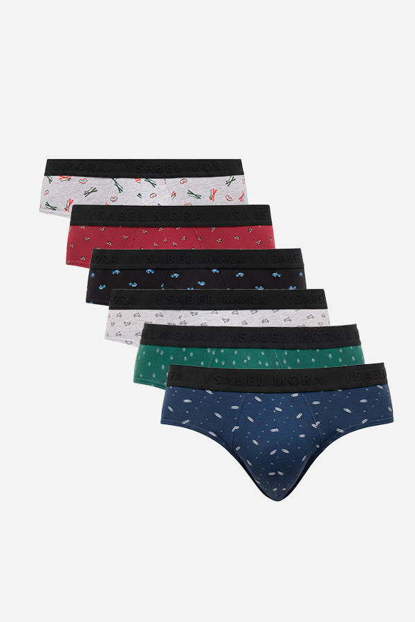 Pack of 6 printed briefs