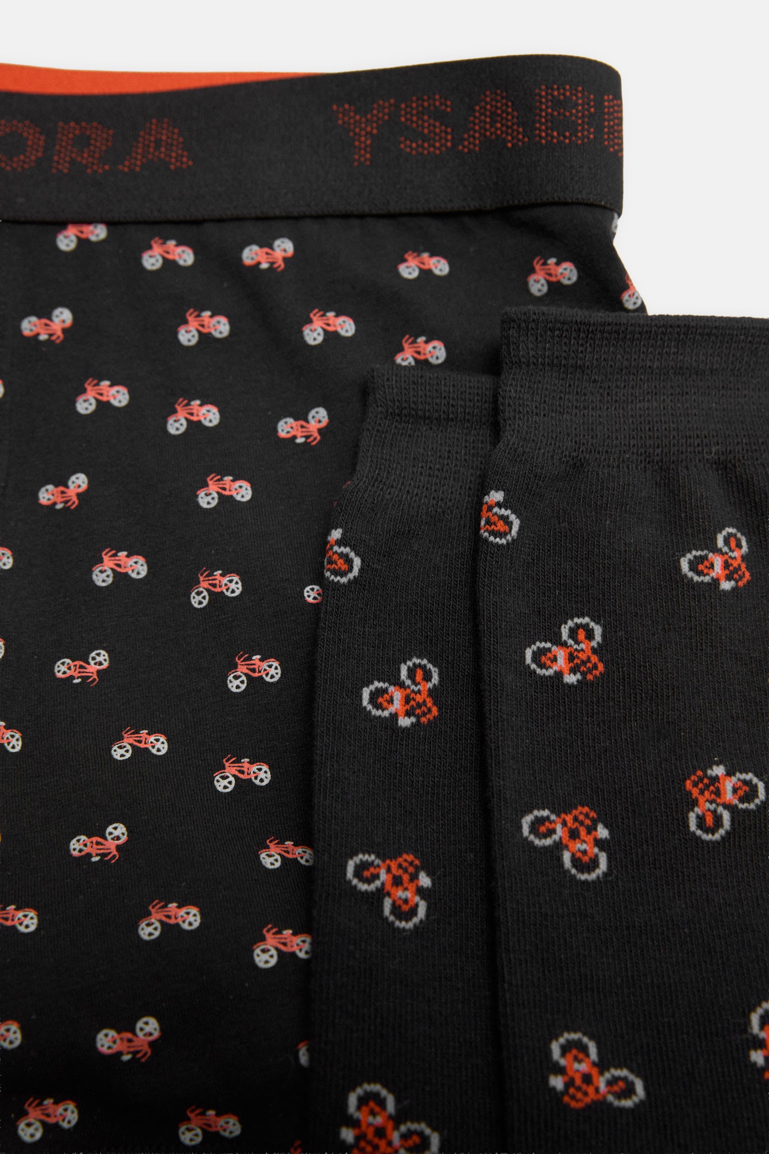 Pack bóxer y calcetín estampado motos