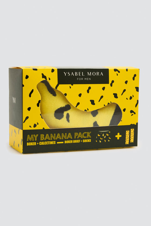 Pack bóxer y calcetín estampado plátanos