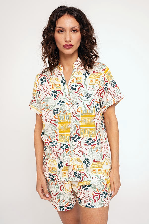 Pijama mujer camisero corto estampado | MUYDEMI