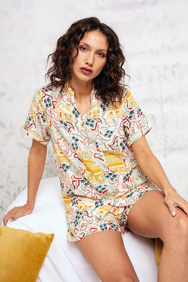 Pijama mujer camisero corto estampado | MUYDEMI