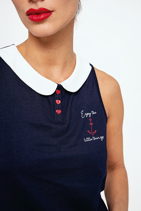 Pijama mujer corto algodón marinero | MUYDEMI