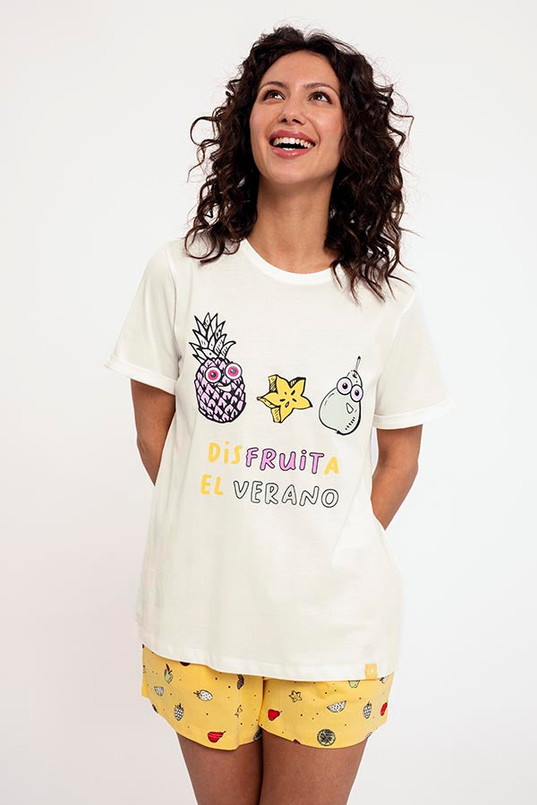 Pijama mujer corto algodón estampado Fruits | MUYDEMI