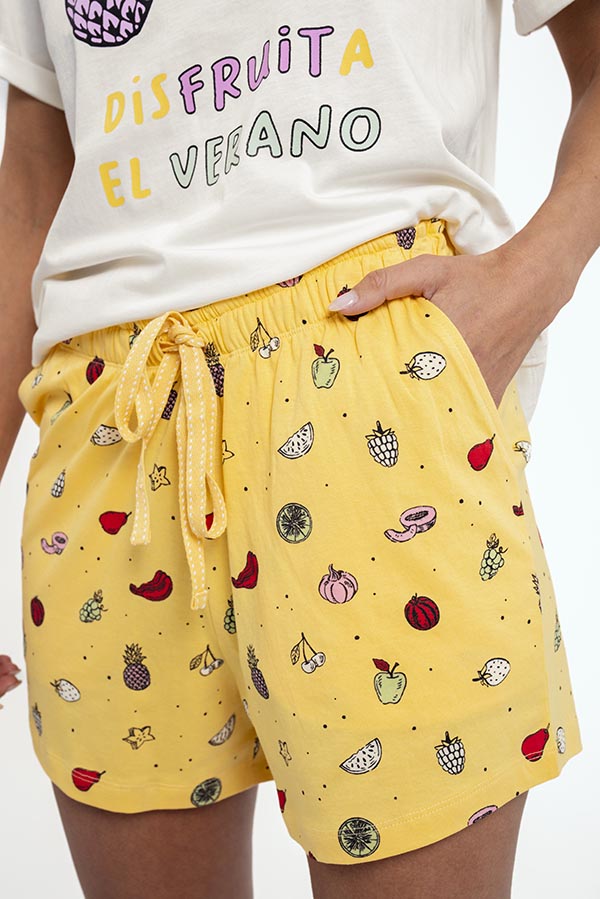 Pijama mujer corto algodón estampado Fruits | MUYDEMI