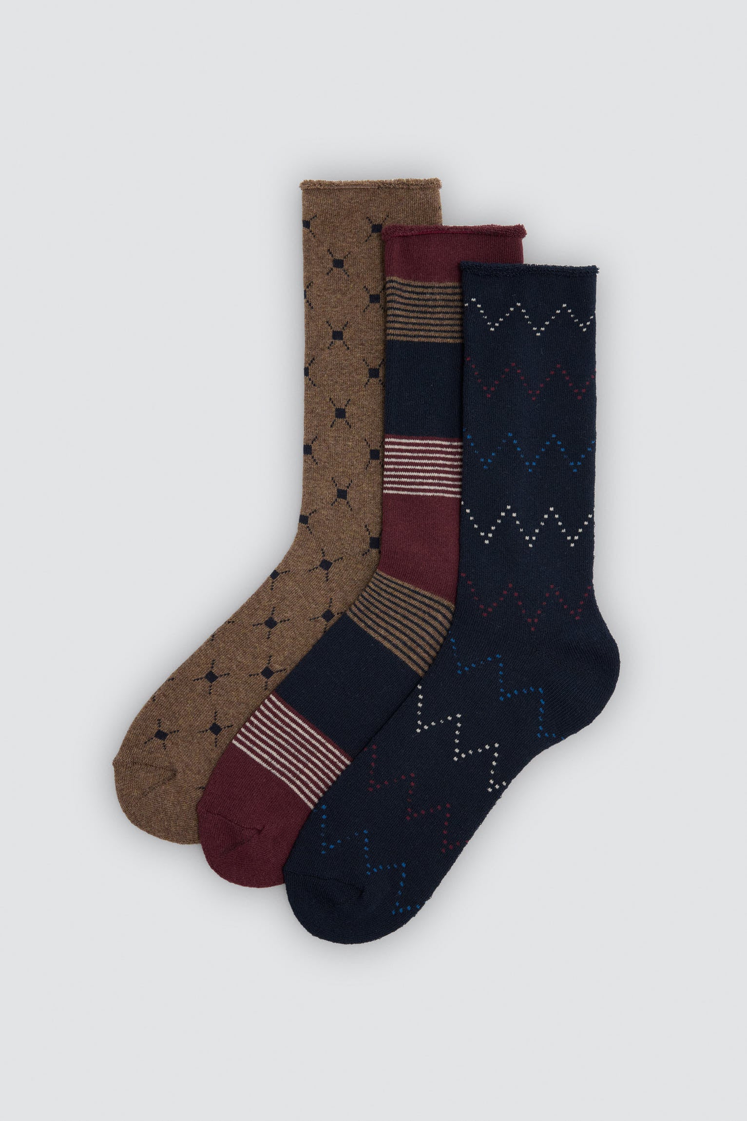 Pack 3 calcetines térmicos sin puño estampados variados