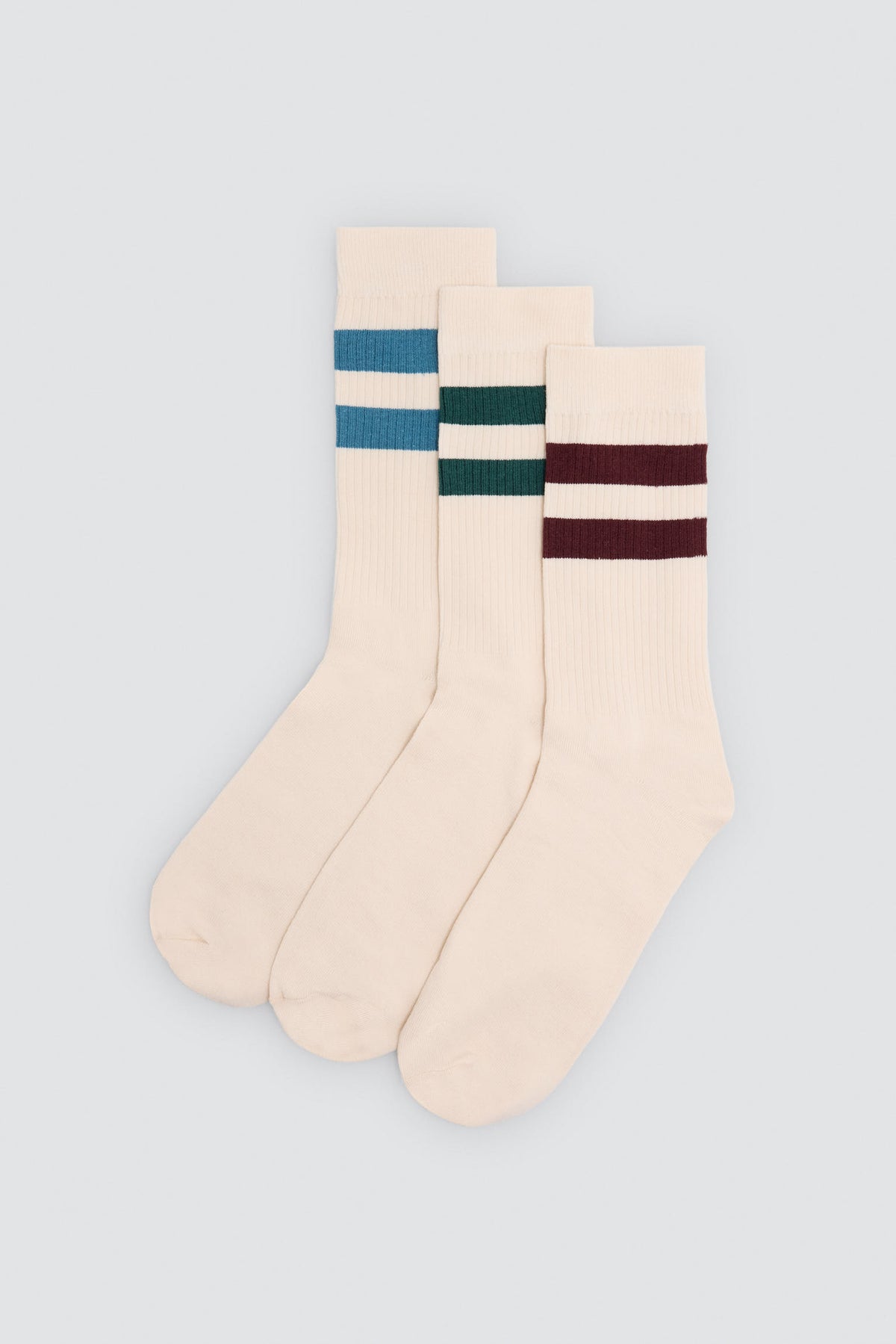 Pack 3 calcetines estilo deportivo rayas contrastadas