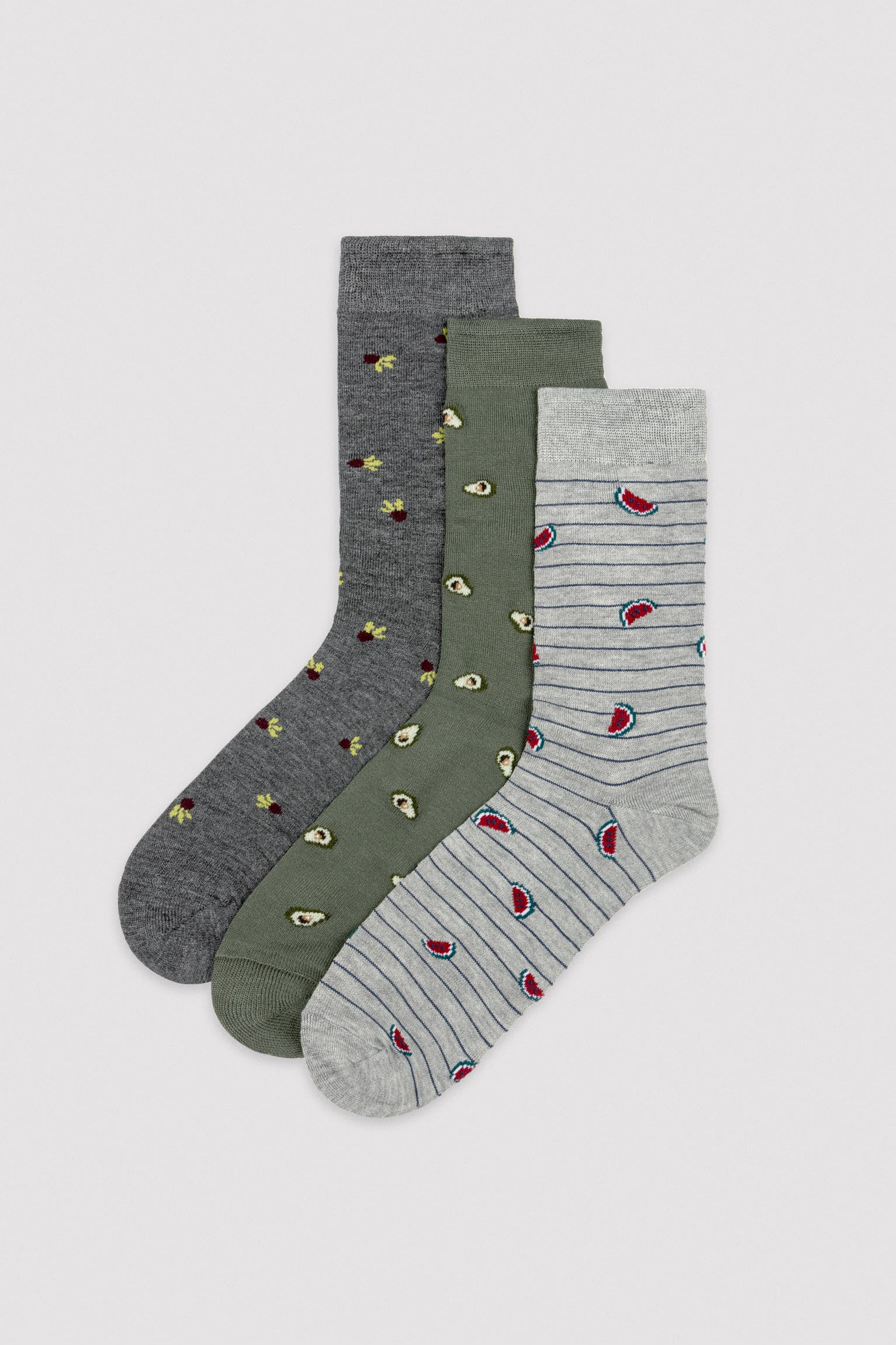 Pack 3 calcetines altos estampado frutas