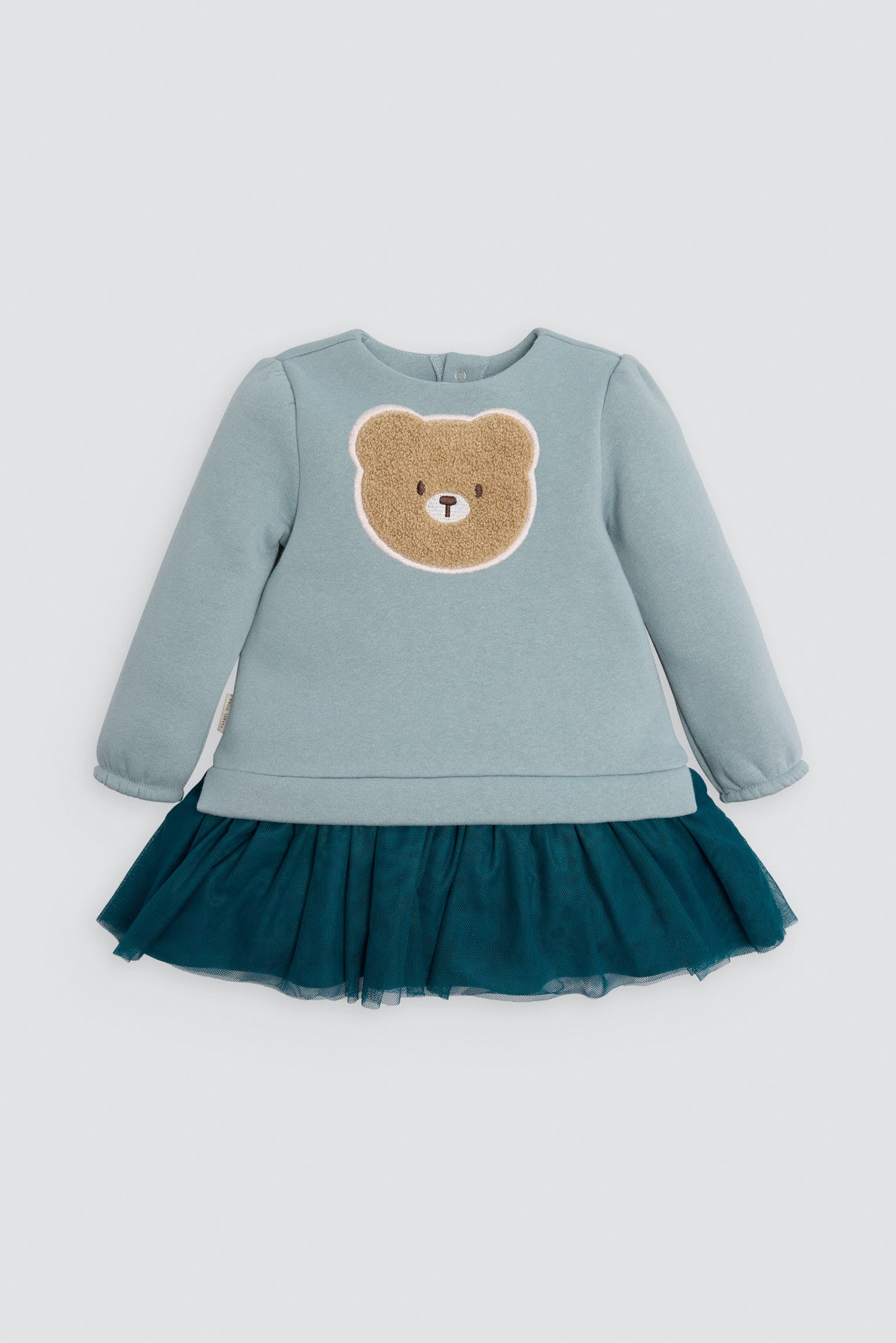Vestido bebé manga larga detalle oso texturizado - Ysabel Mora
