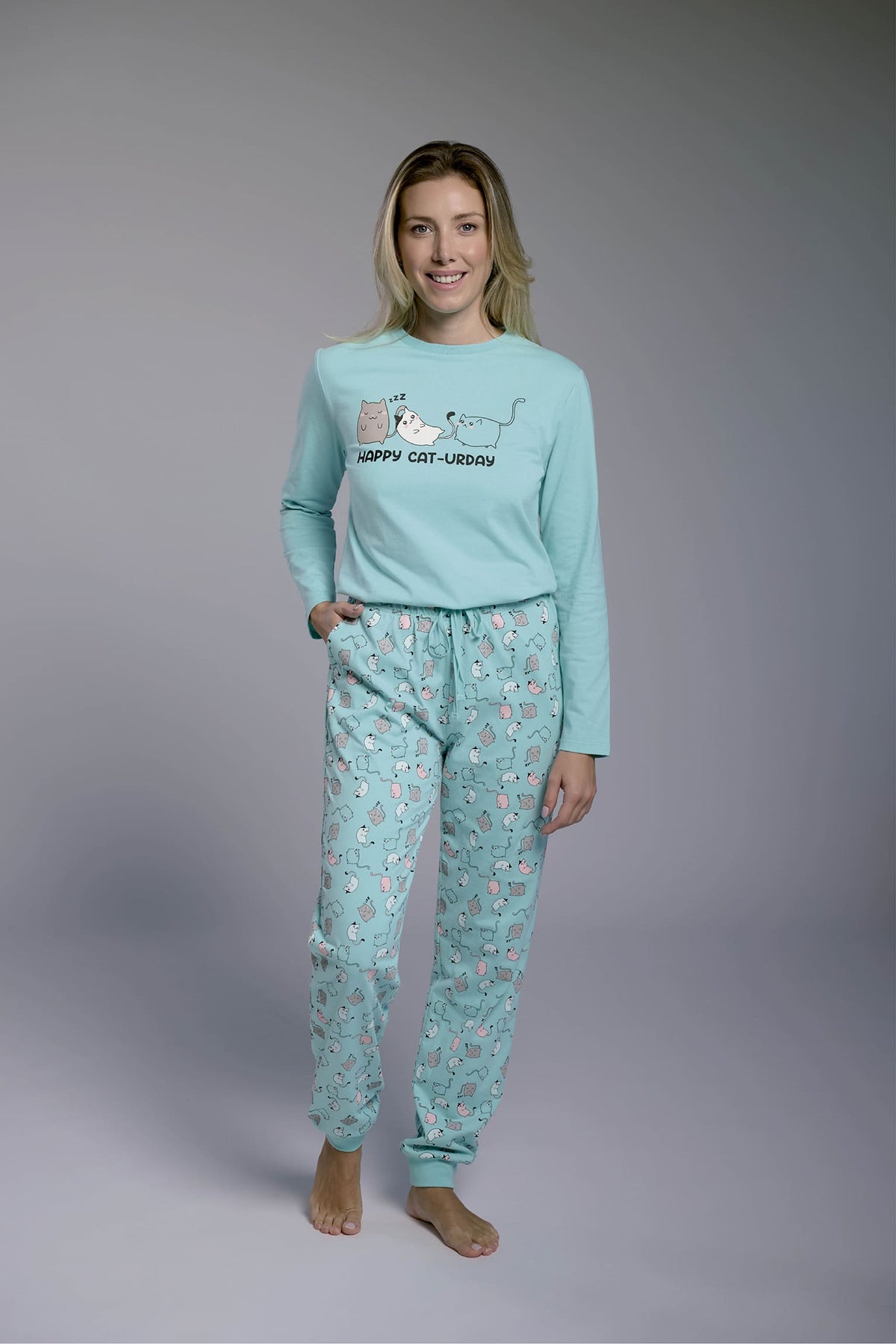 26229-pijama-largo-algodon-mujer-estampado-gatos-azul