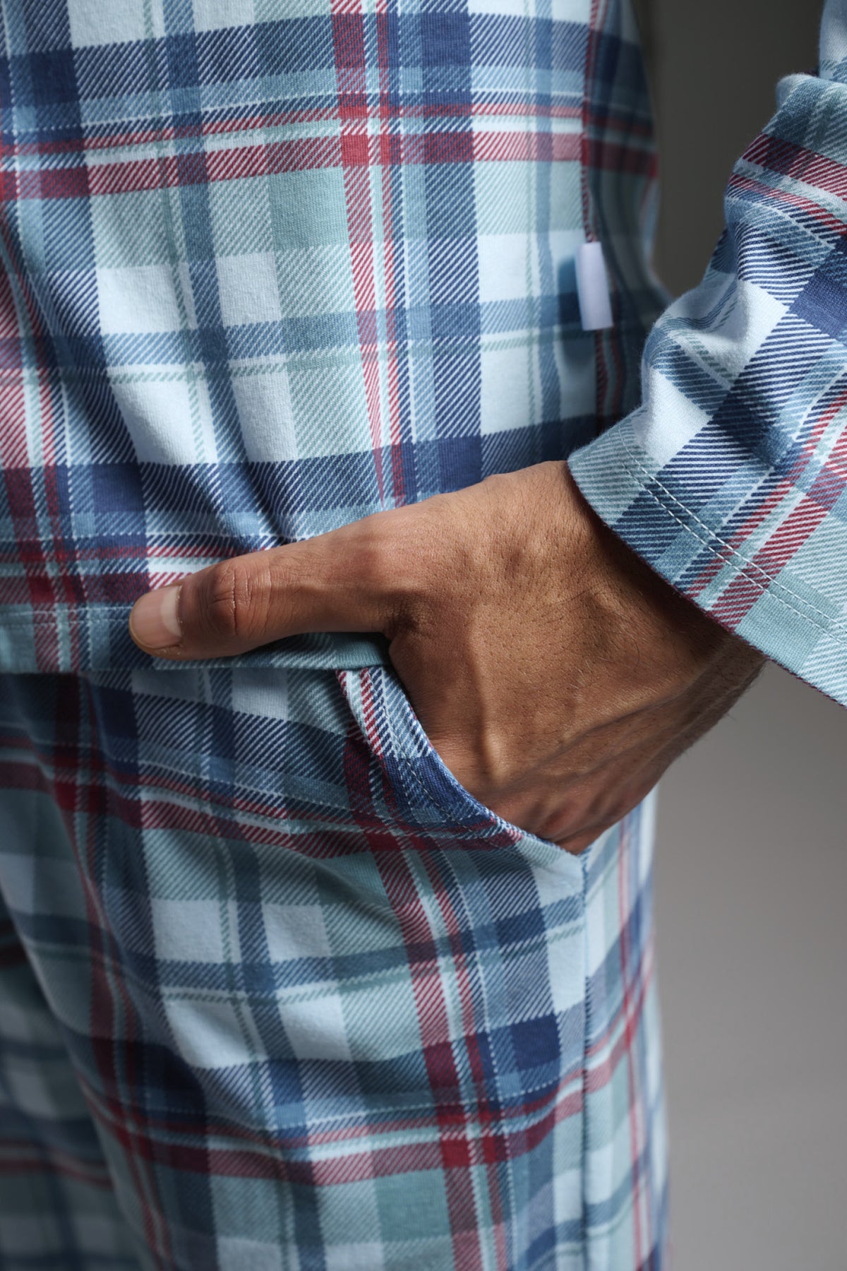 Pijama camisero largo hombre algodón cuadros