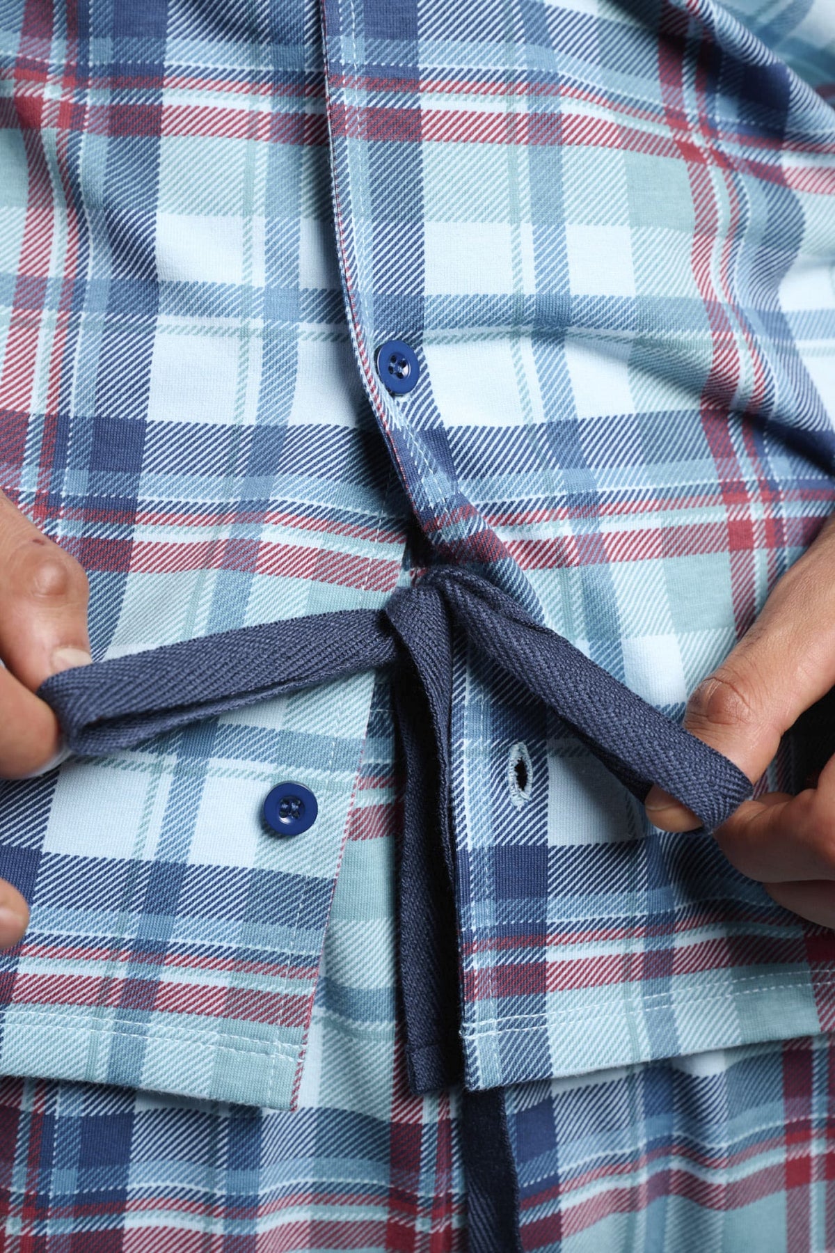 Pijama camisero largo hombre algodón cuadros