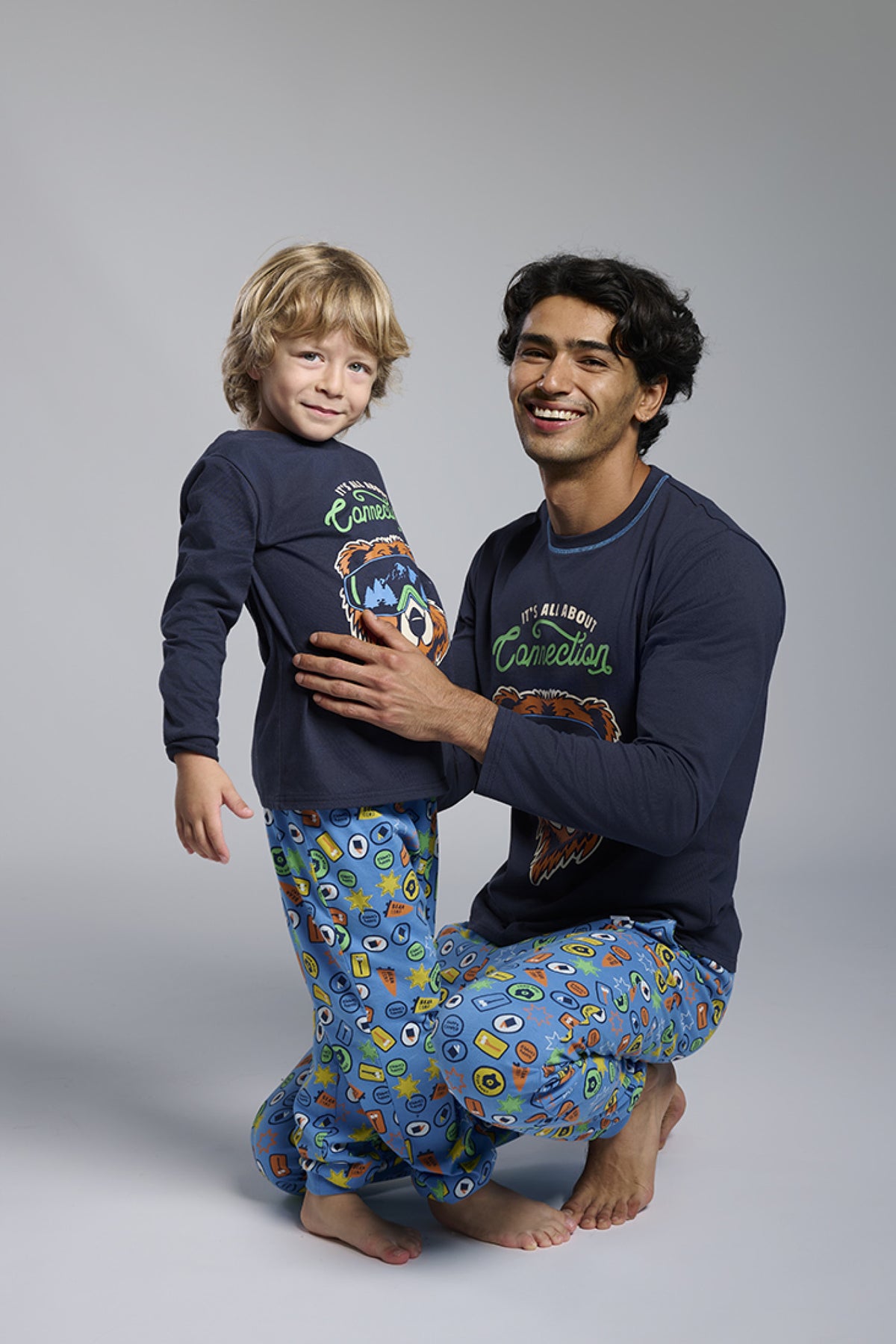 Pijama largo hombre algodón estampado oso I'ts all about Connection