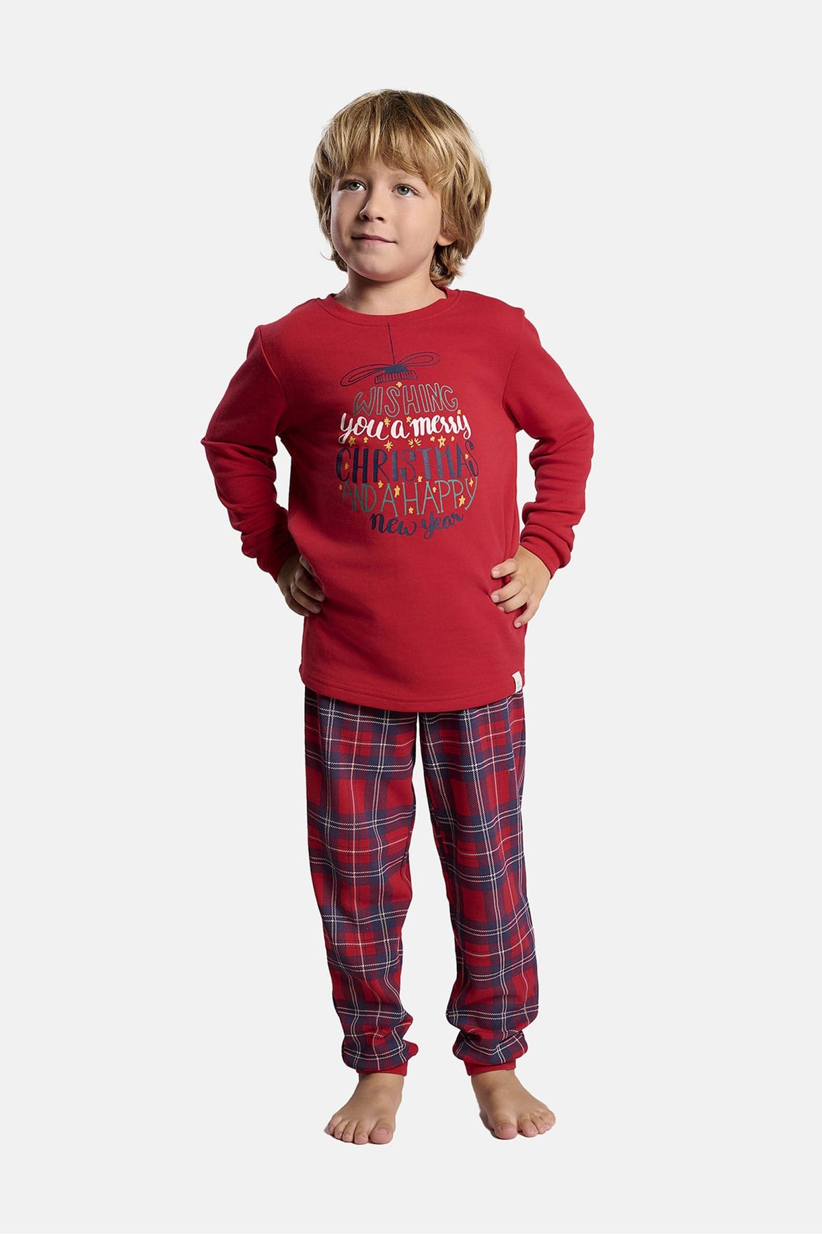 Pijama largo infantil unisex navidad estampado Merry Christmas and a Happy New Year