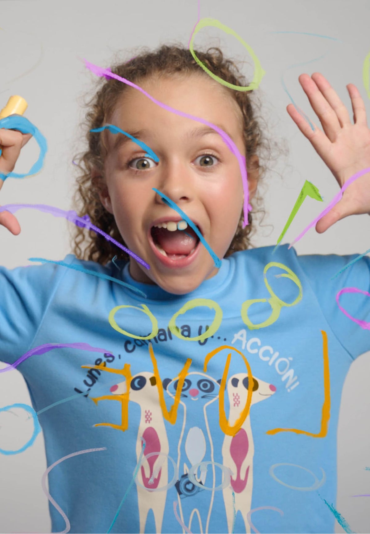 Pijama largo niña afelpado estampado suricatas