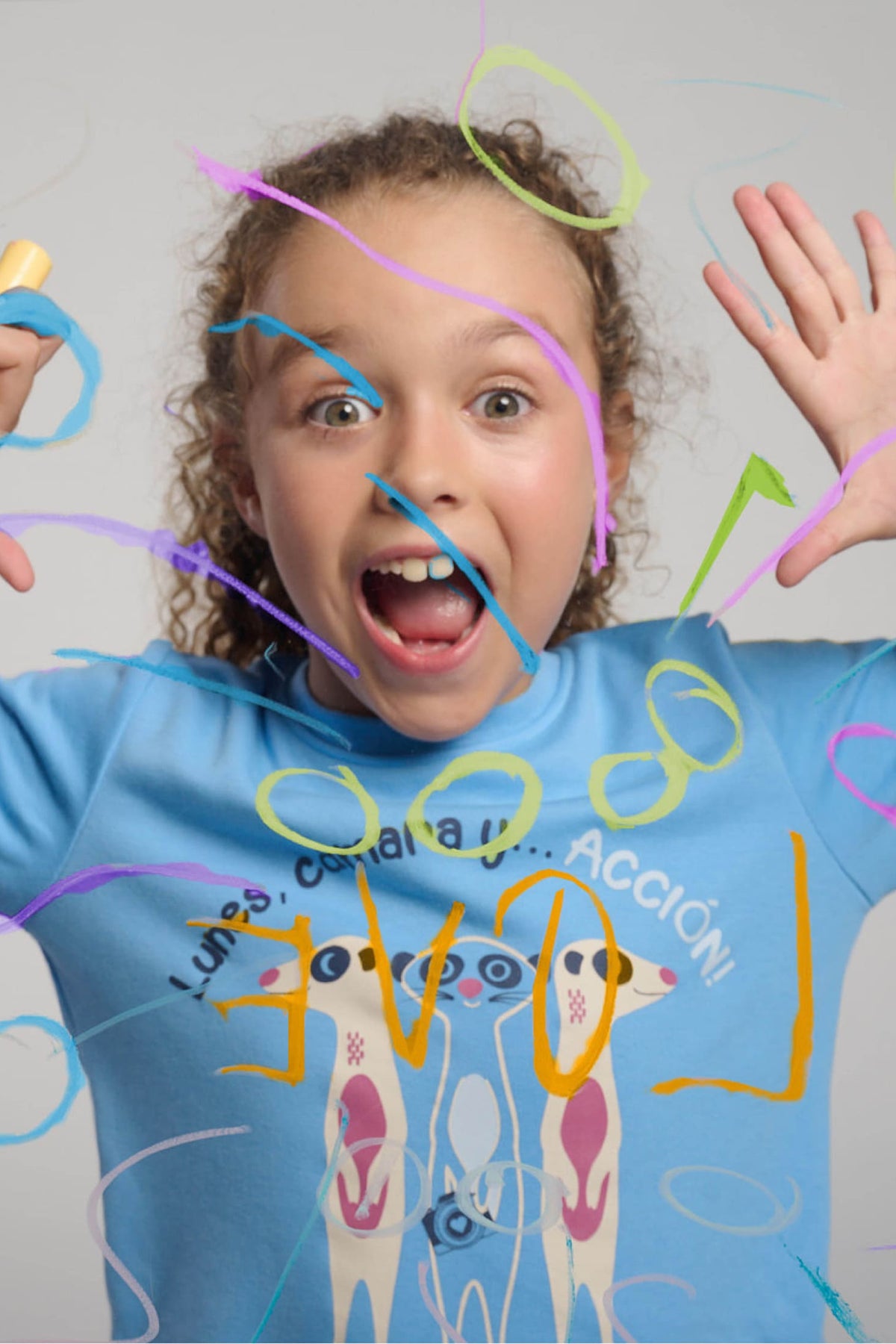 Pijama largo niña afelpado estampado suricatas