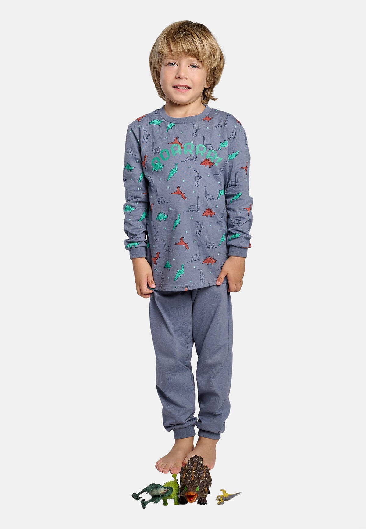 Pijama largo niño algodón Roar estampado dinosaurios