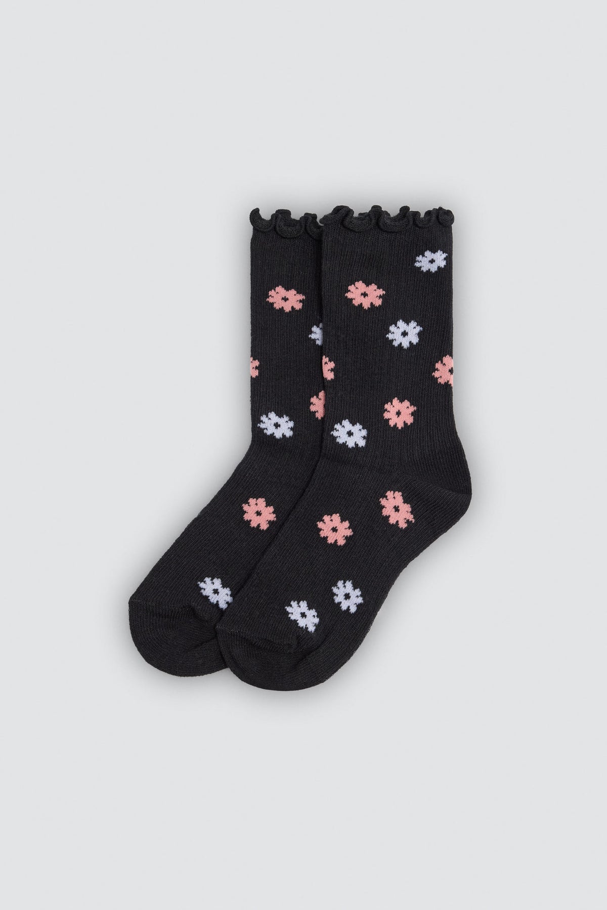 Pack 4 calcetines niña puño ondulado estampado flores