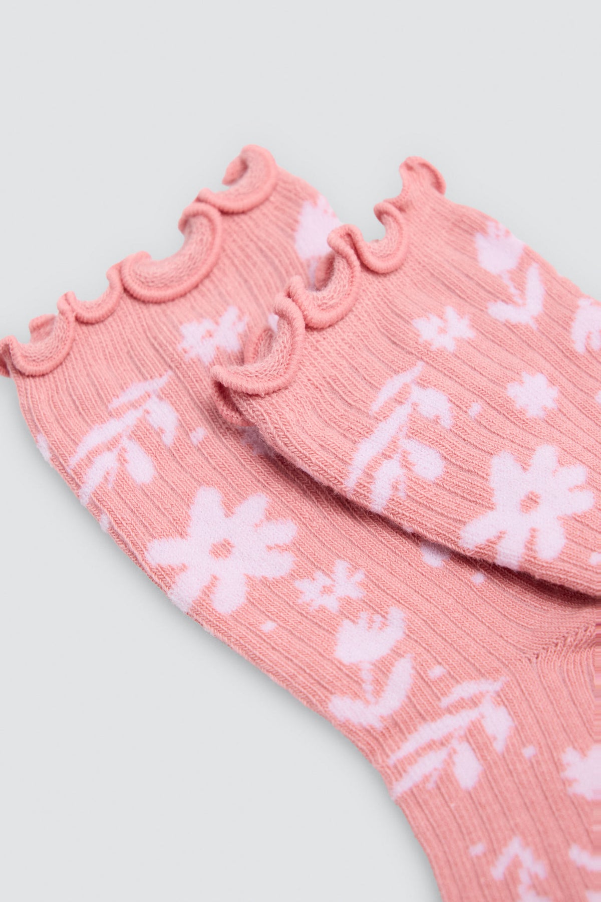 Pack 4 calcetines niña puño ondulado estampado flores