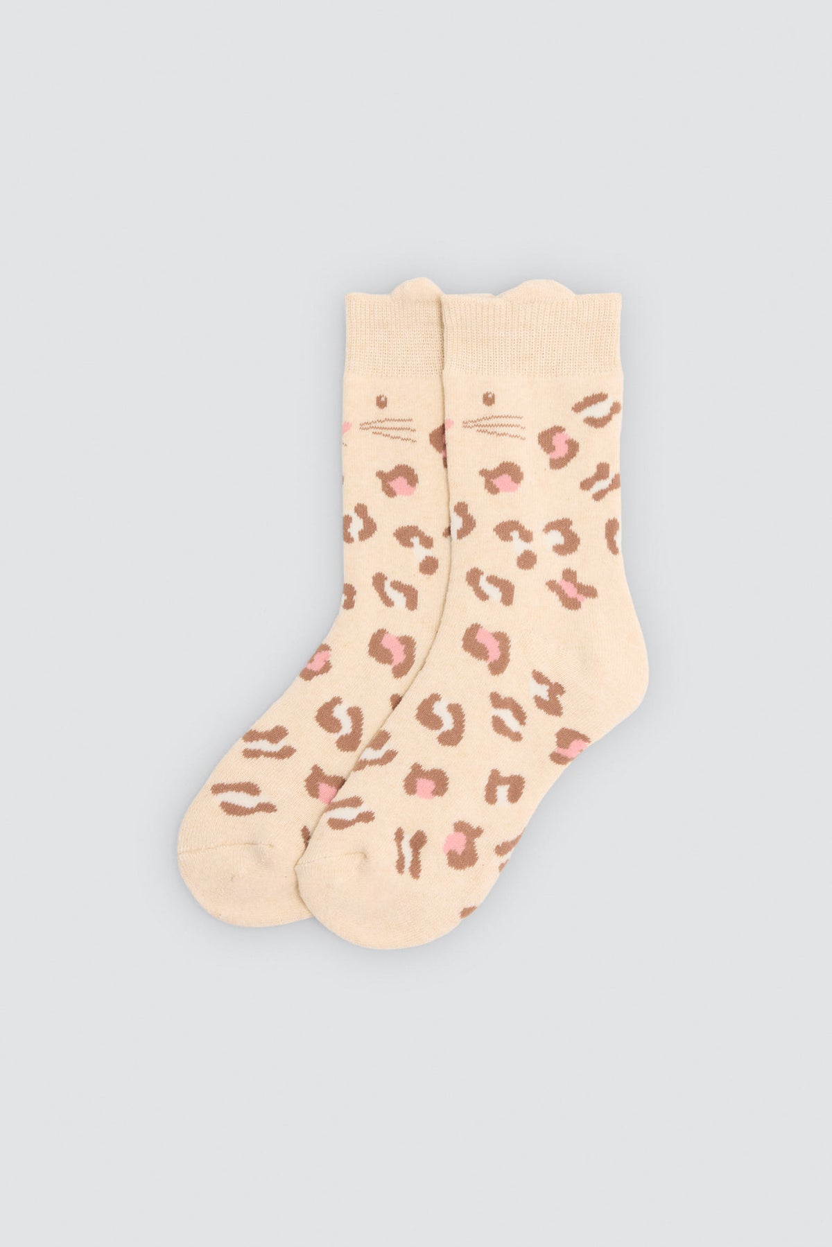 Pack 3 calcetines niña térmicos algodón detalle orejas gato estampado leopardo