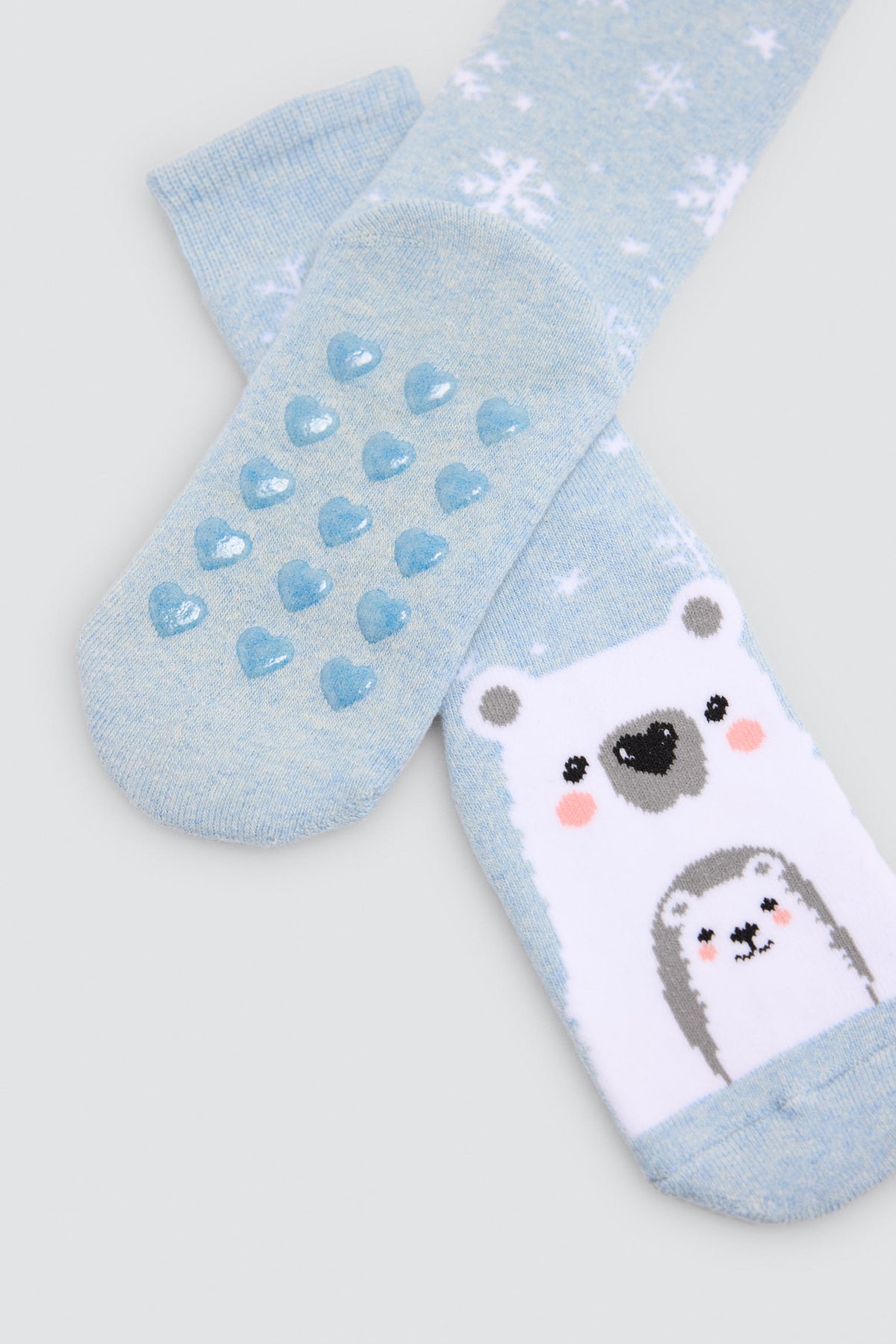 Pack 3 calcetines niña térmicos algodón antideslizantes estampado osos y pingüinos
