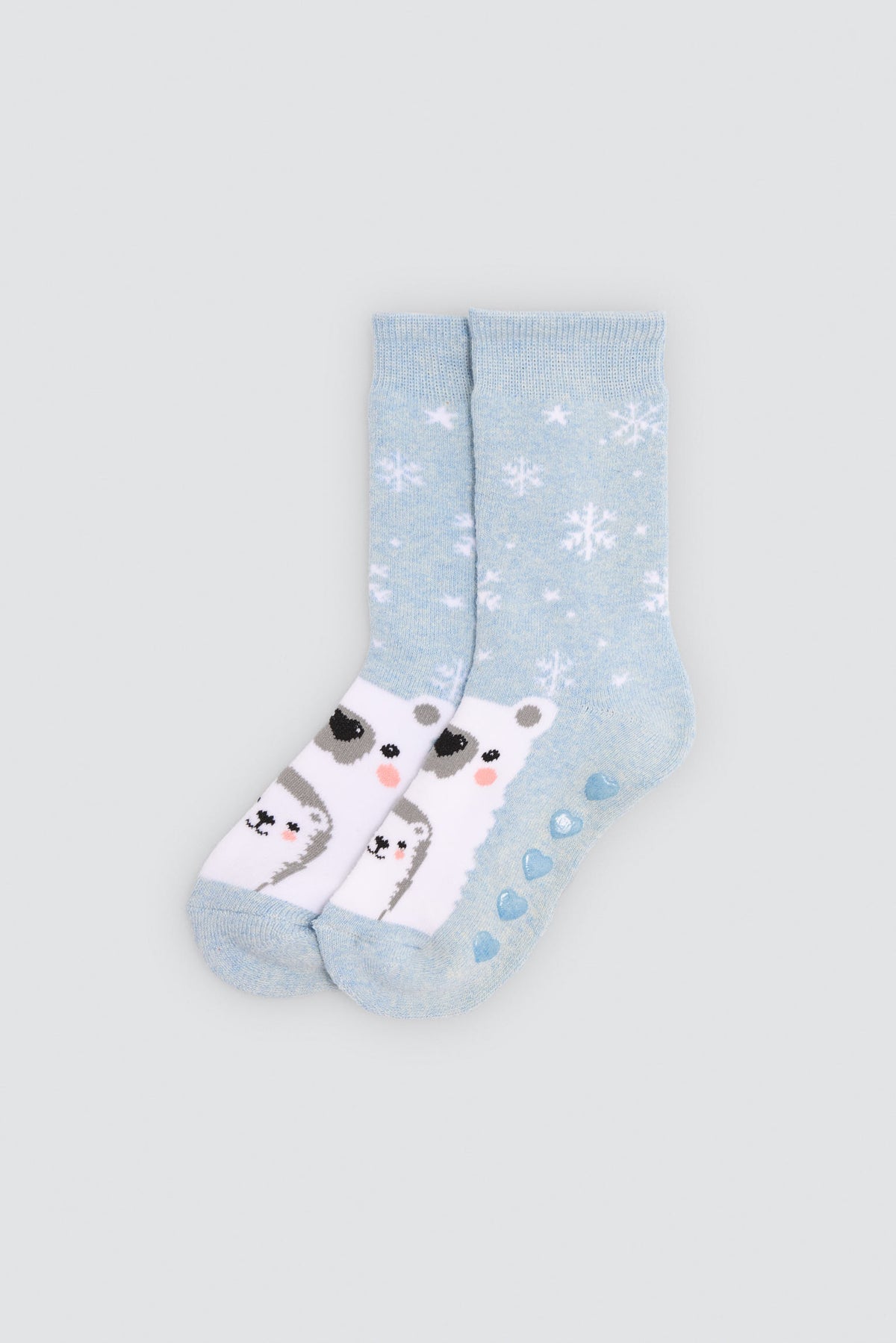 Pack 3 calcetines niña térmicos algodón antideslizantes estampado osos y pingüinos