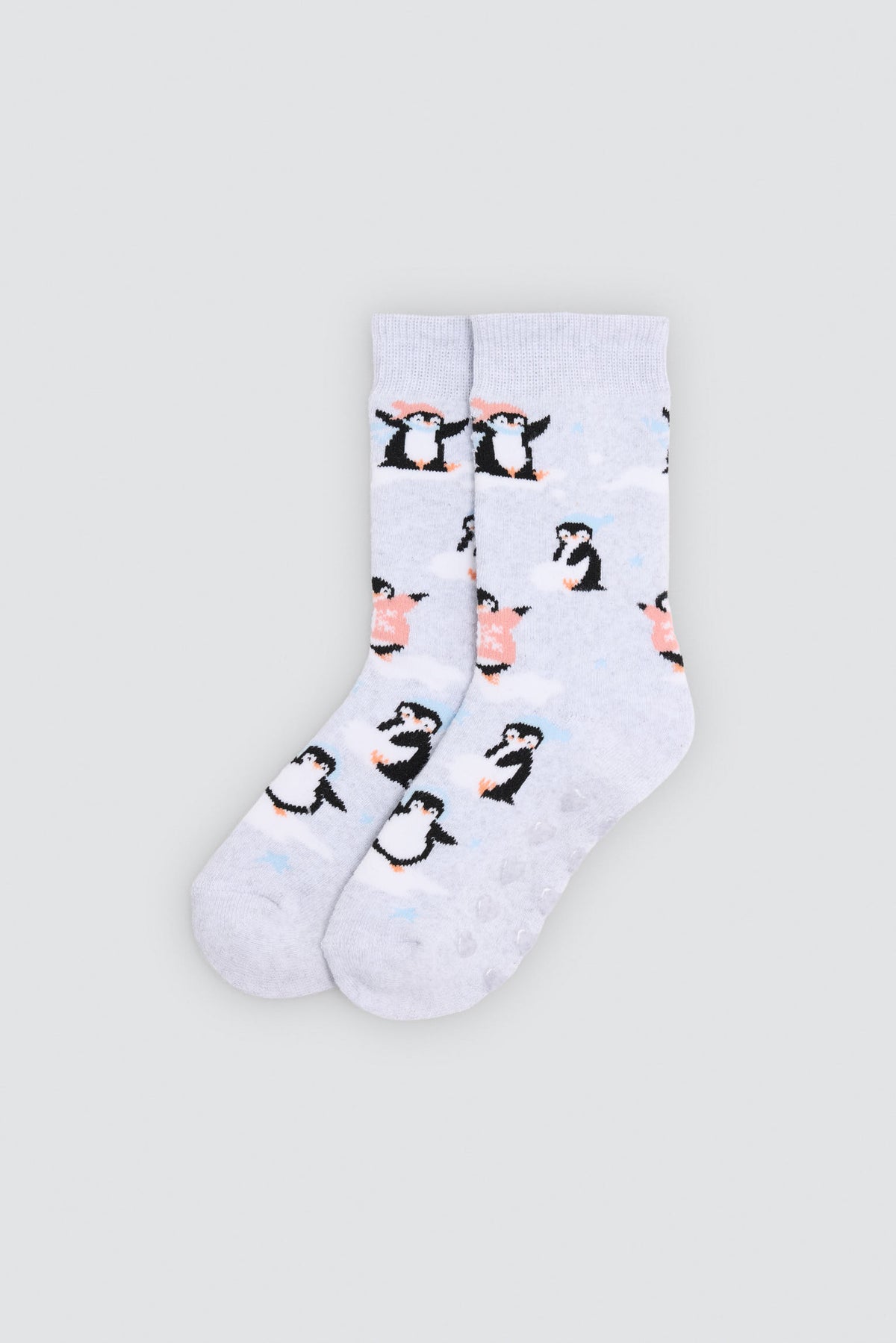 Pack 3 calcetines niña térmicos algodón antideslizantes estampado osos y pingüinos