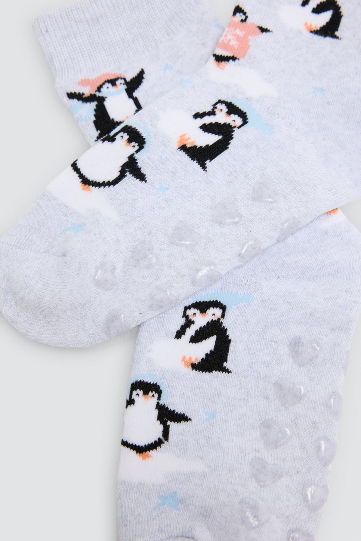 Pack 3 calcetines niña térmicos algodón antideslizantes estampado osos y pingüinos