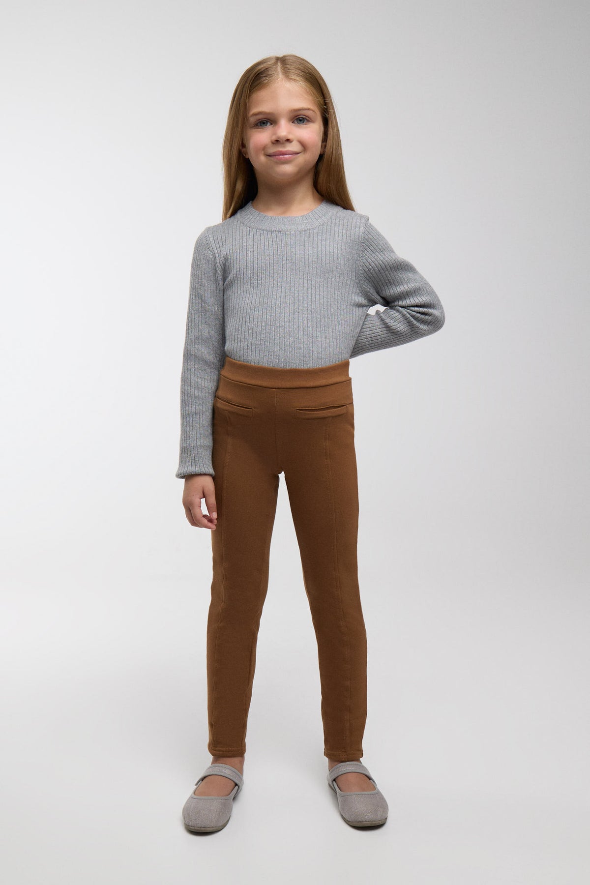 TÉRMICO Leggings afelpados niña pitillo marrón