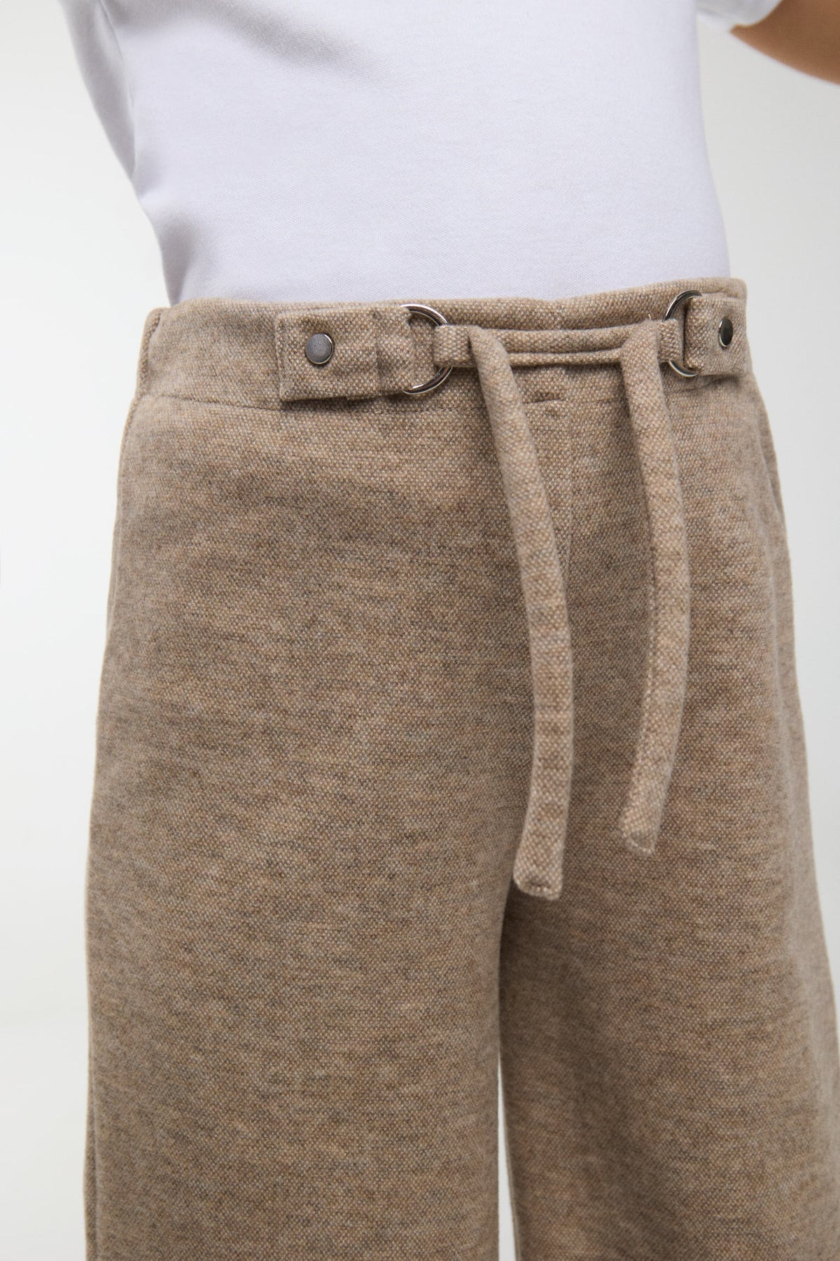 Pantalón ancho niña jaspeado marrón