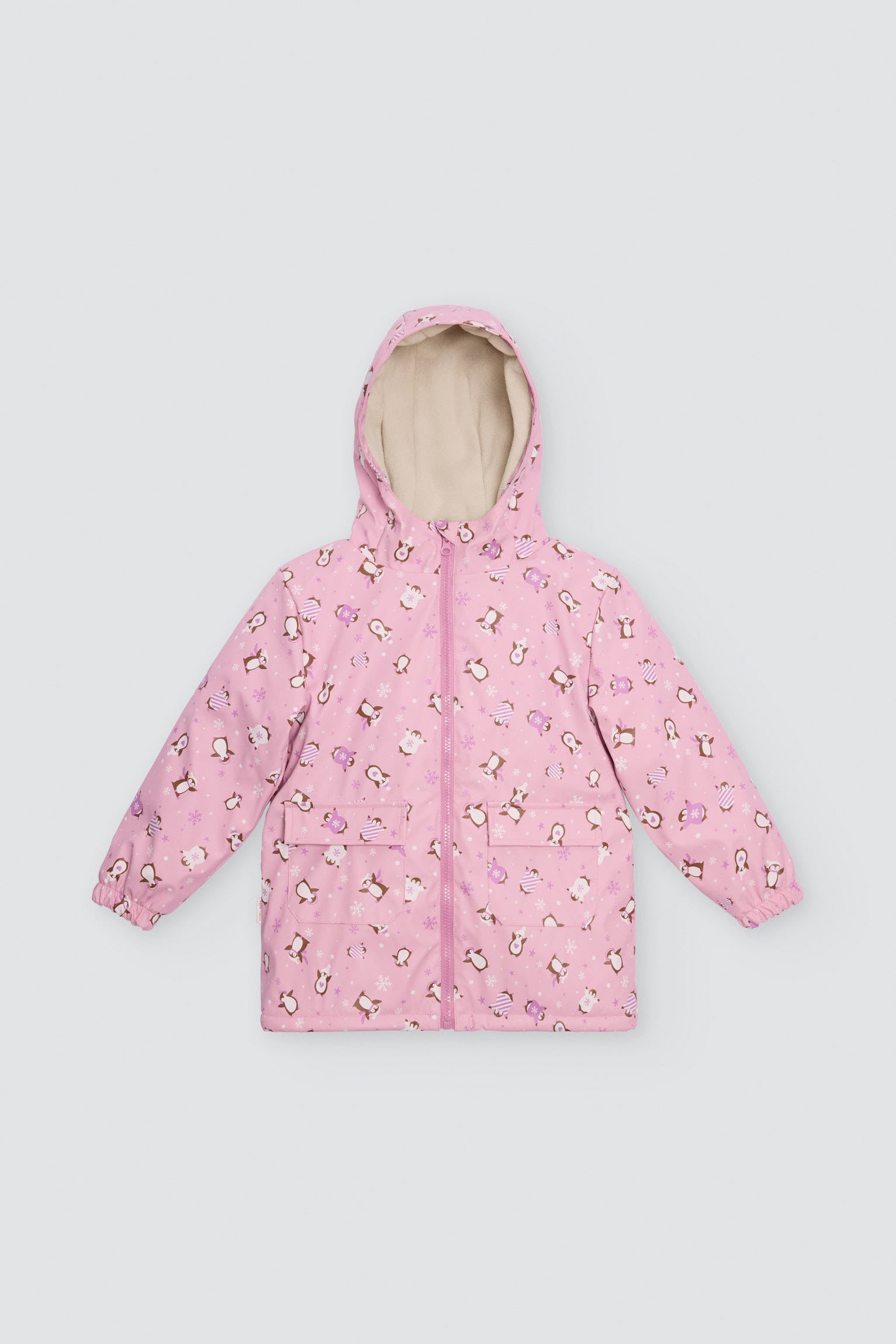 PREVENTA Chubasquero niña forro polar estampado pingüinos
