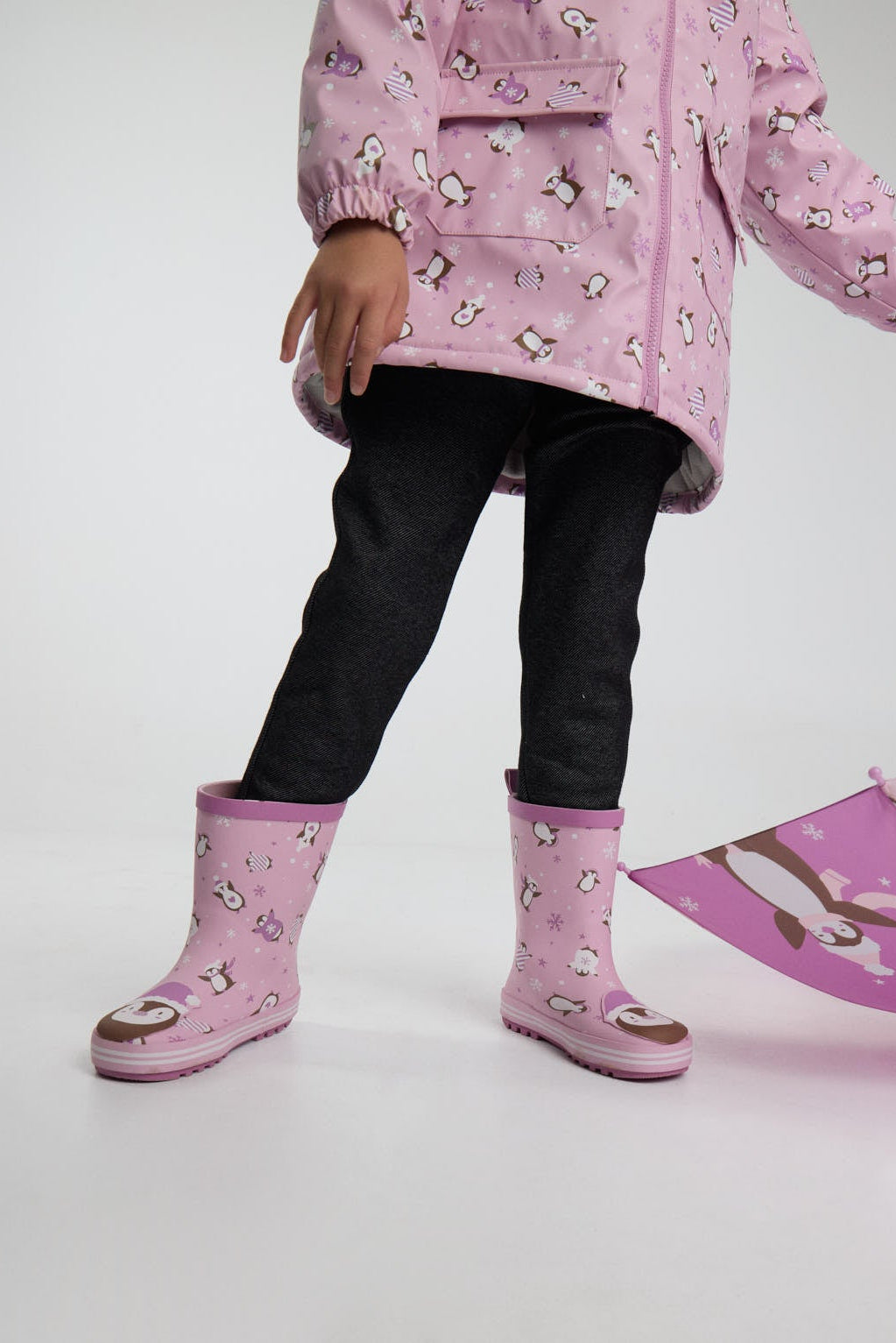 PREVENTA Botas de agua niña forro interior estampado pingüinos