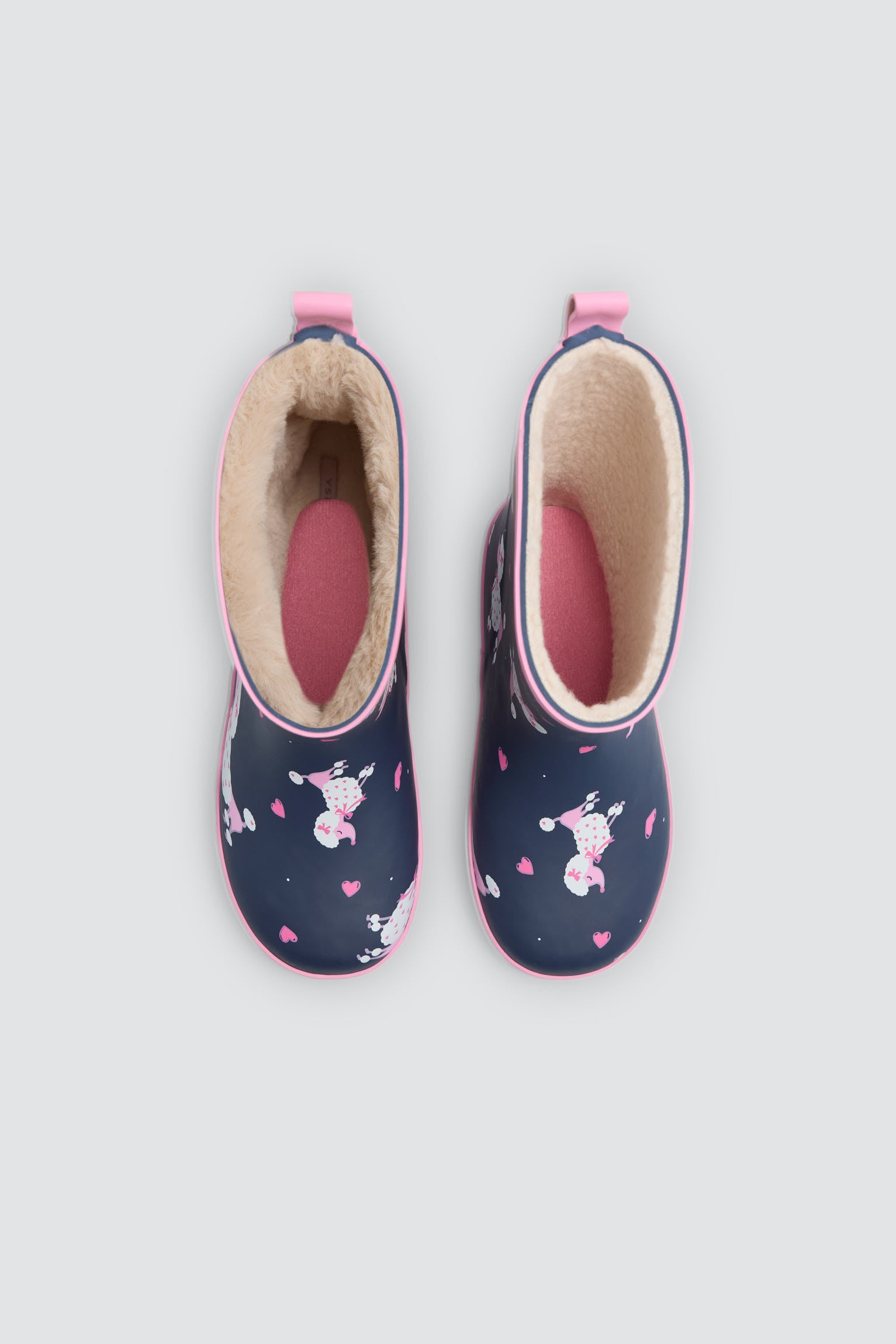 Botas de agua niña forro borreguito estampado caniche